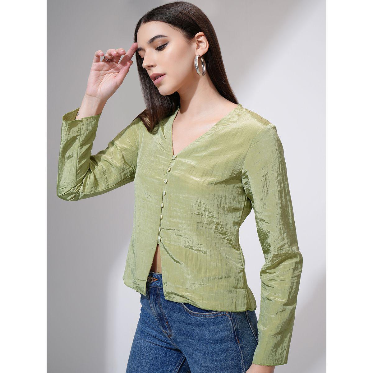 Tokyo Talkies X Styli Textured V-Neck Buttoned Top-women-clothing-shirtsandblouses-blouses-image-4