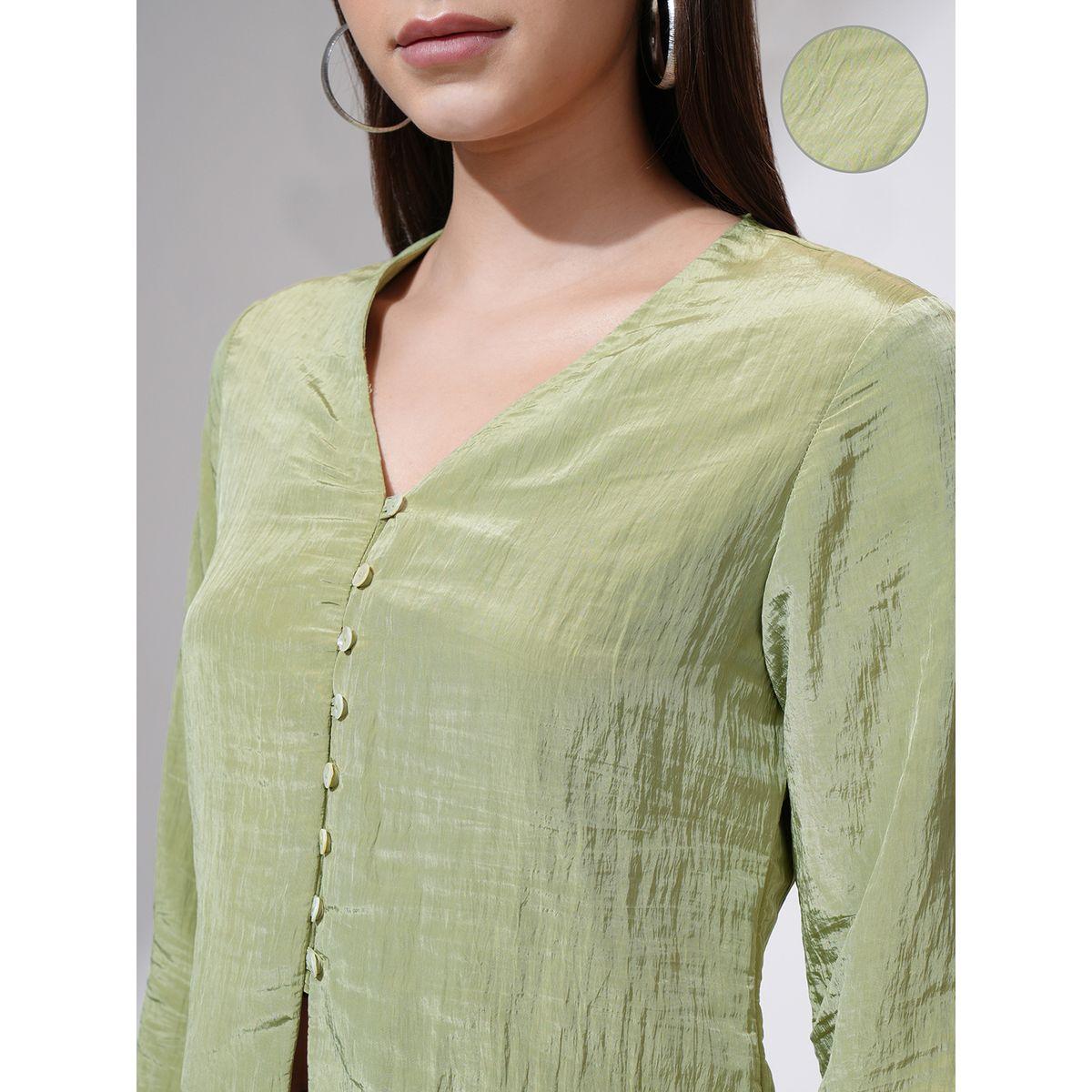 Tokyo Talkies X Styli Textured V-Neck Buttoned Top-women-clothing-shirtsandblouses-blouses-image-5
