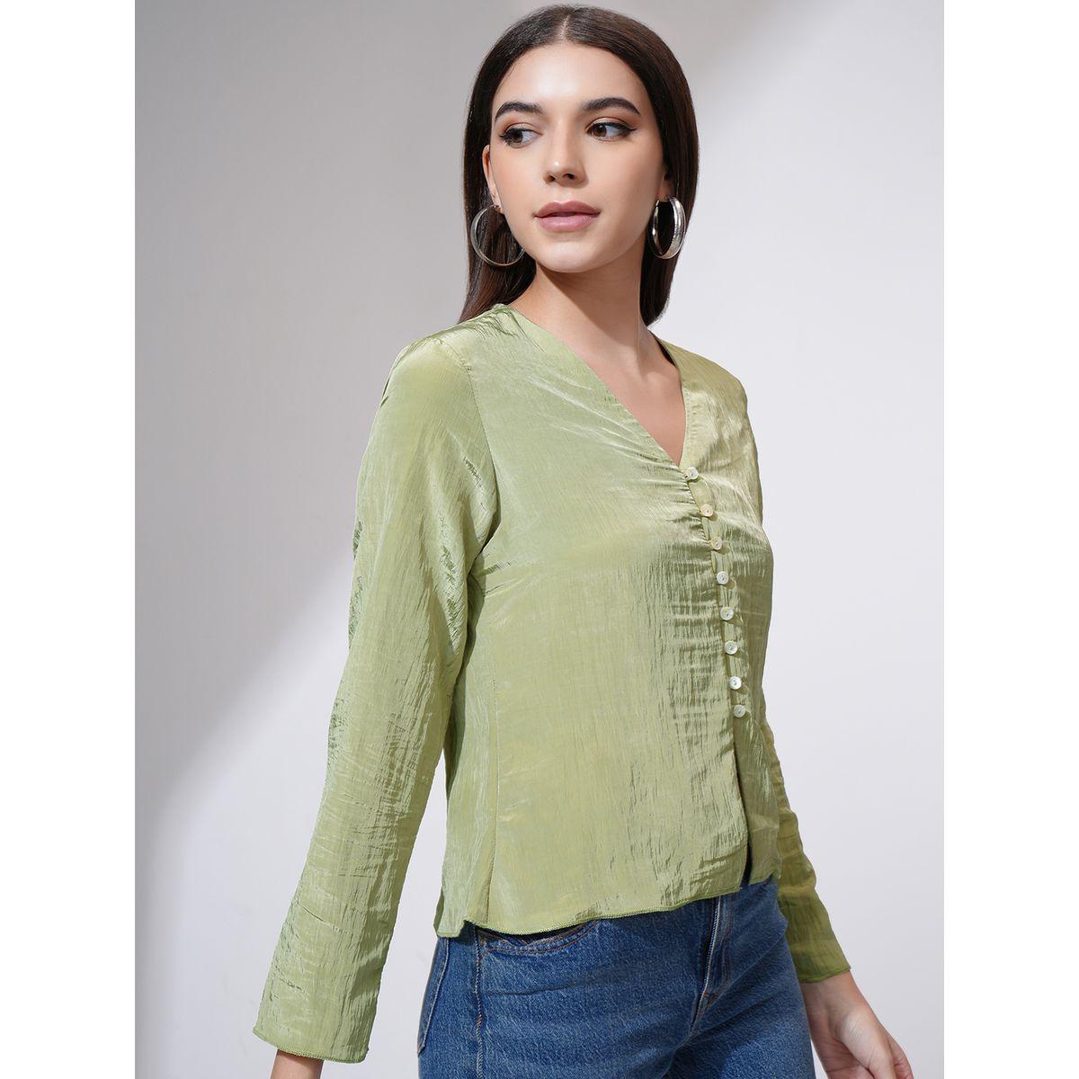 Tokyo Talkies X Styli Textured V-Neck Buttoned Top-women-clothing-shirtsandblouses-blouses-image-6