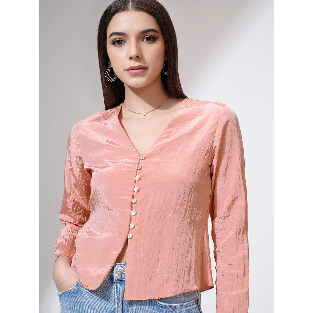 بلوزة بأزرار وتفاصيل بارزة الملمس طوكيو توكيز × ستايلي-women-clothing-shirtsandblouses-blouses-image-1