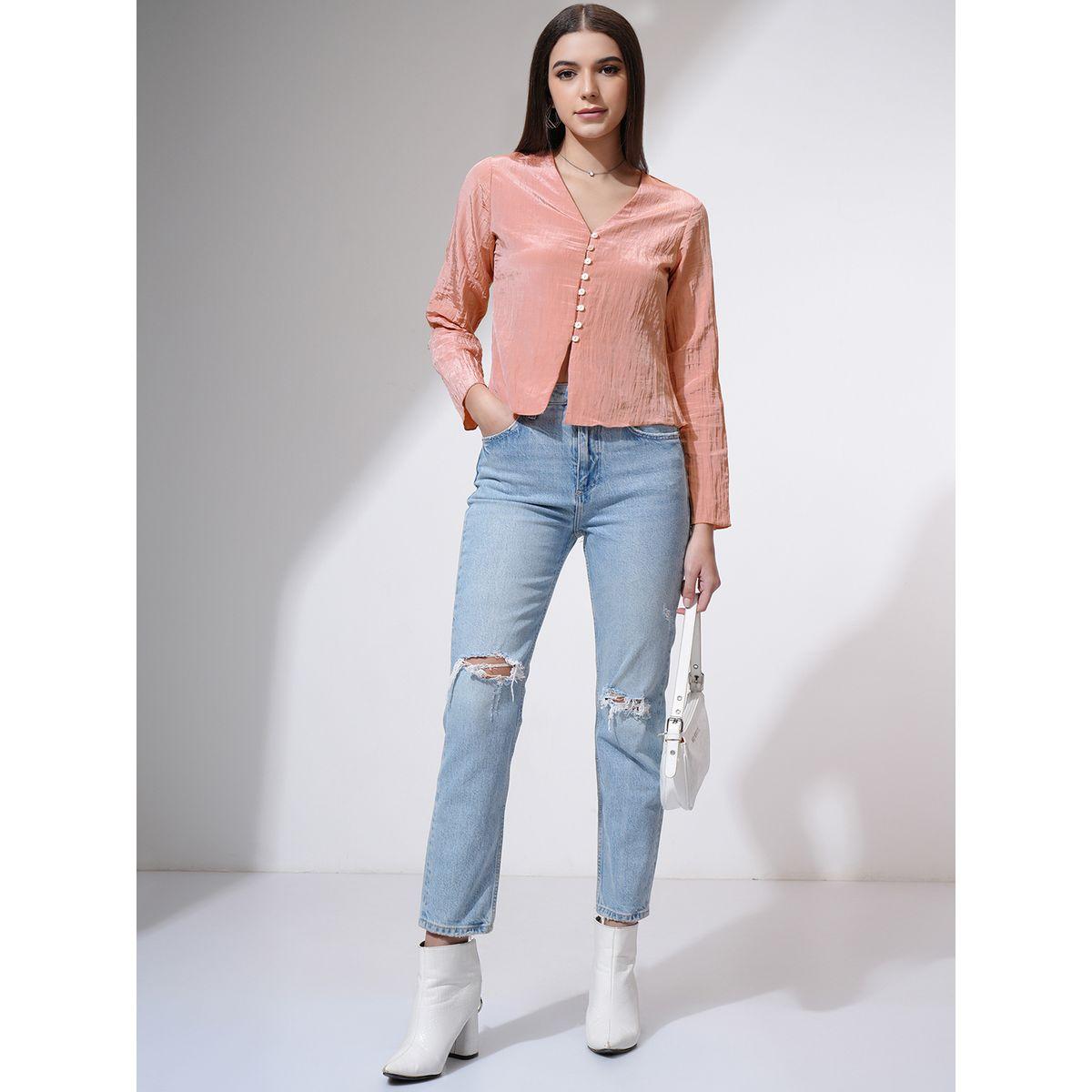 بلوزة بأزرار وتفاصيل بارزة الملمس طوكيو توكيز × ستايلي-women-clothing-shirtsandblouses-blouses-image-2