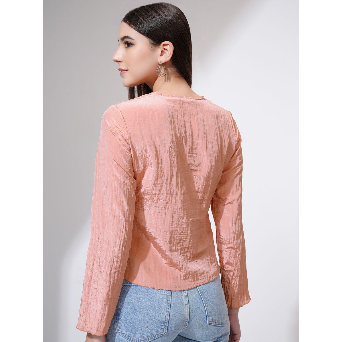Tokyo Talkies X Styli Textured V-Neck Buttoned Top-women-clothing-shirtsandblouses-blouses-image-3