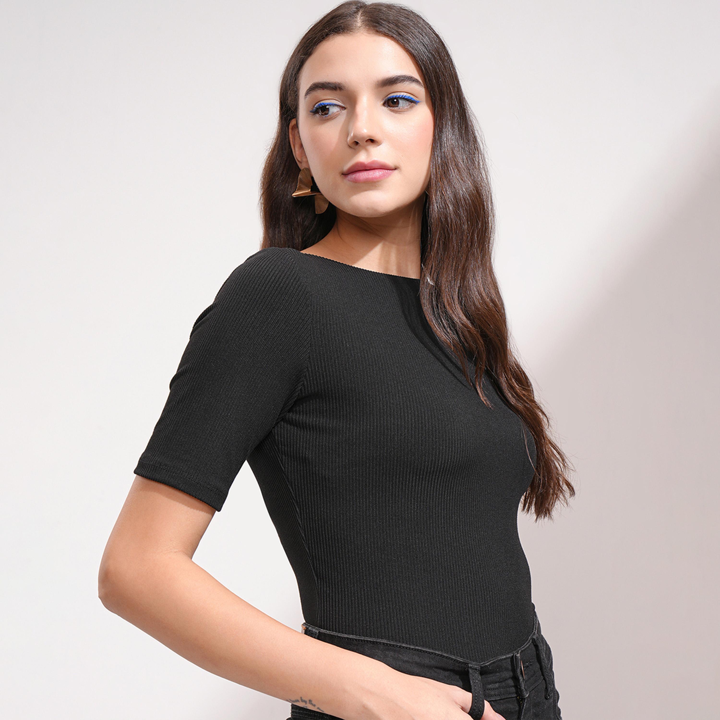 Tokyo Talkies X Styli Solid Regular Fit Boat Neck Top-women-clothing-shirtsandblouses-blouses-image-4