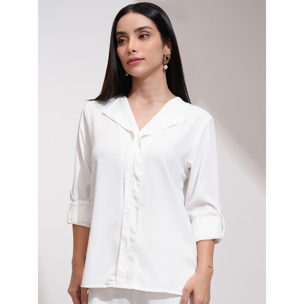 Tokyo Talkies X Styli Solid Regular Fit V-Neck Top-women-clothing-shirtsandblouses-blouses-image-4