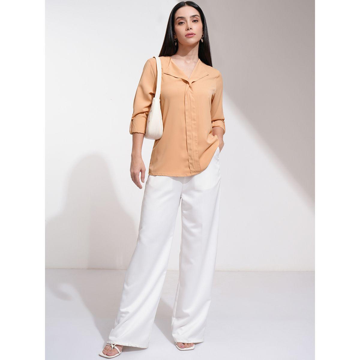 Tokyo Talkies X Styli Solid Regular Fit V-Neck Top-women-clothing-shirtsandblouses-blouses-image-2