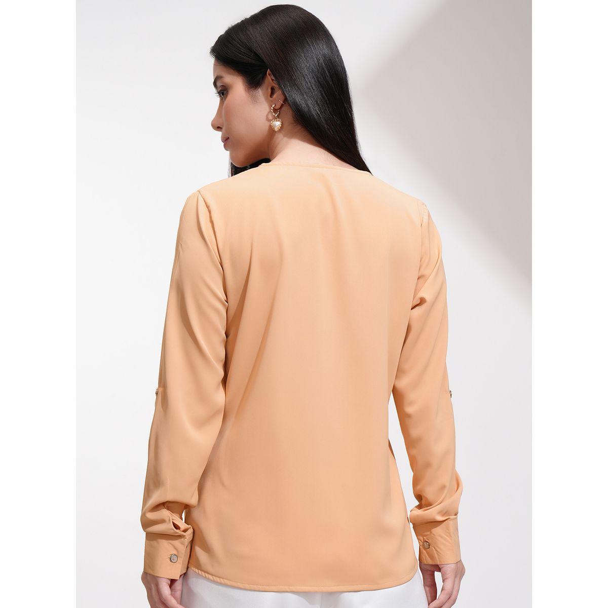 Tokyo Talkies X Styli Solid Regular Fit V-Neck Top-women-clothing-shirtsandblouses-blouses-image-3