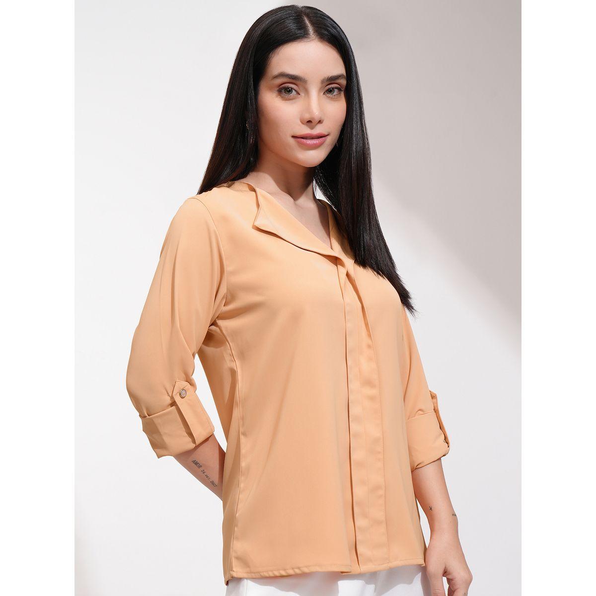 Tokyo Talkies X Styli Solid Regular Fit V-Neck Top-women-clothing-shirtsandblouses-blouses-image-6