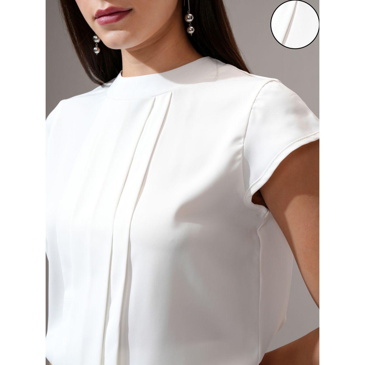 Tokyo Talkies X Styli Solid Front Pleated Top with Tie-Up Neck Detail-women-clothing-shirtsandblouses-blouses-image-5