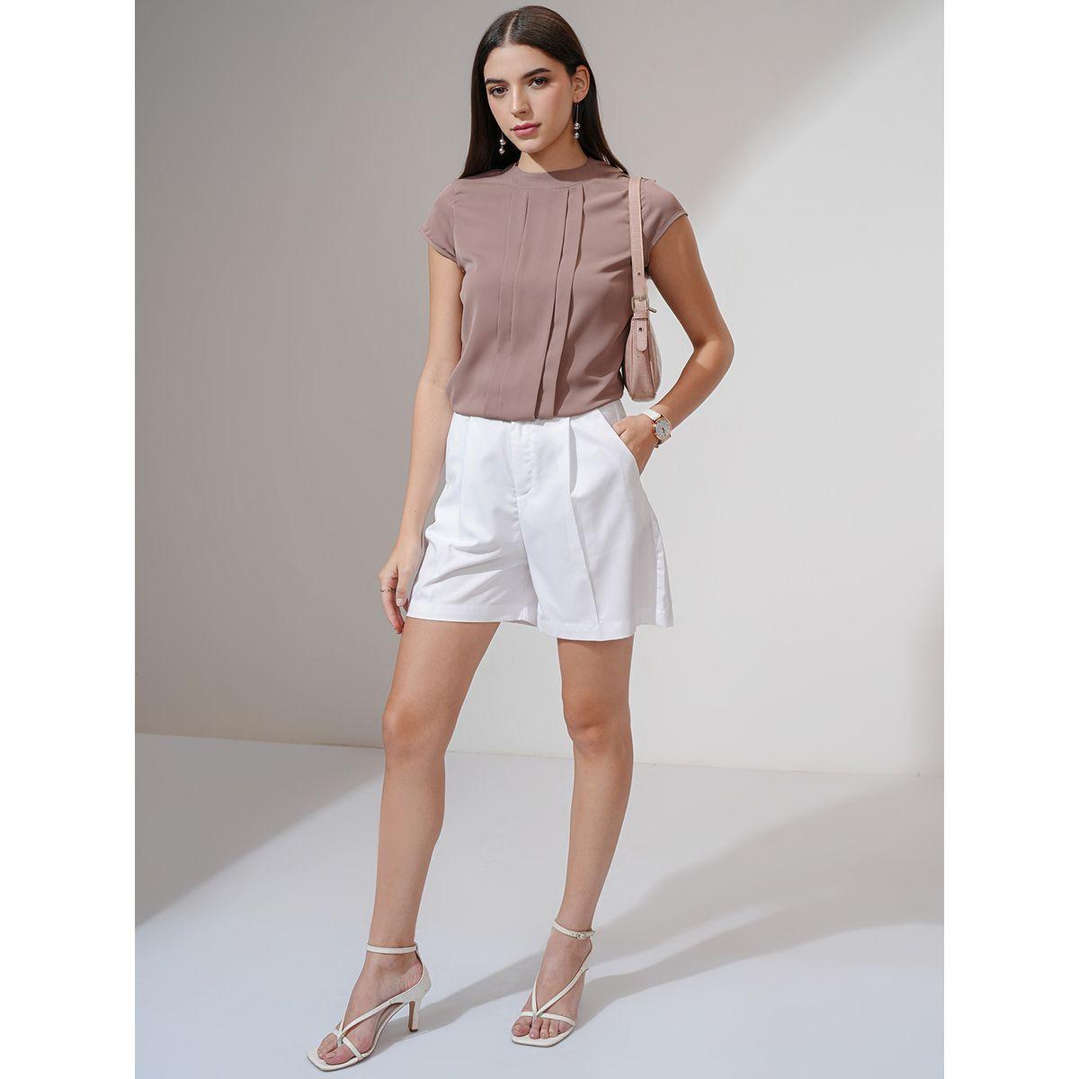 بلوزة سادة بتفاصيل كسرات وياقة بأربطة طوكيو توكيز × ستايلي-women-clothing-shirtsandblouses-blouses-image-2