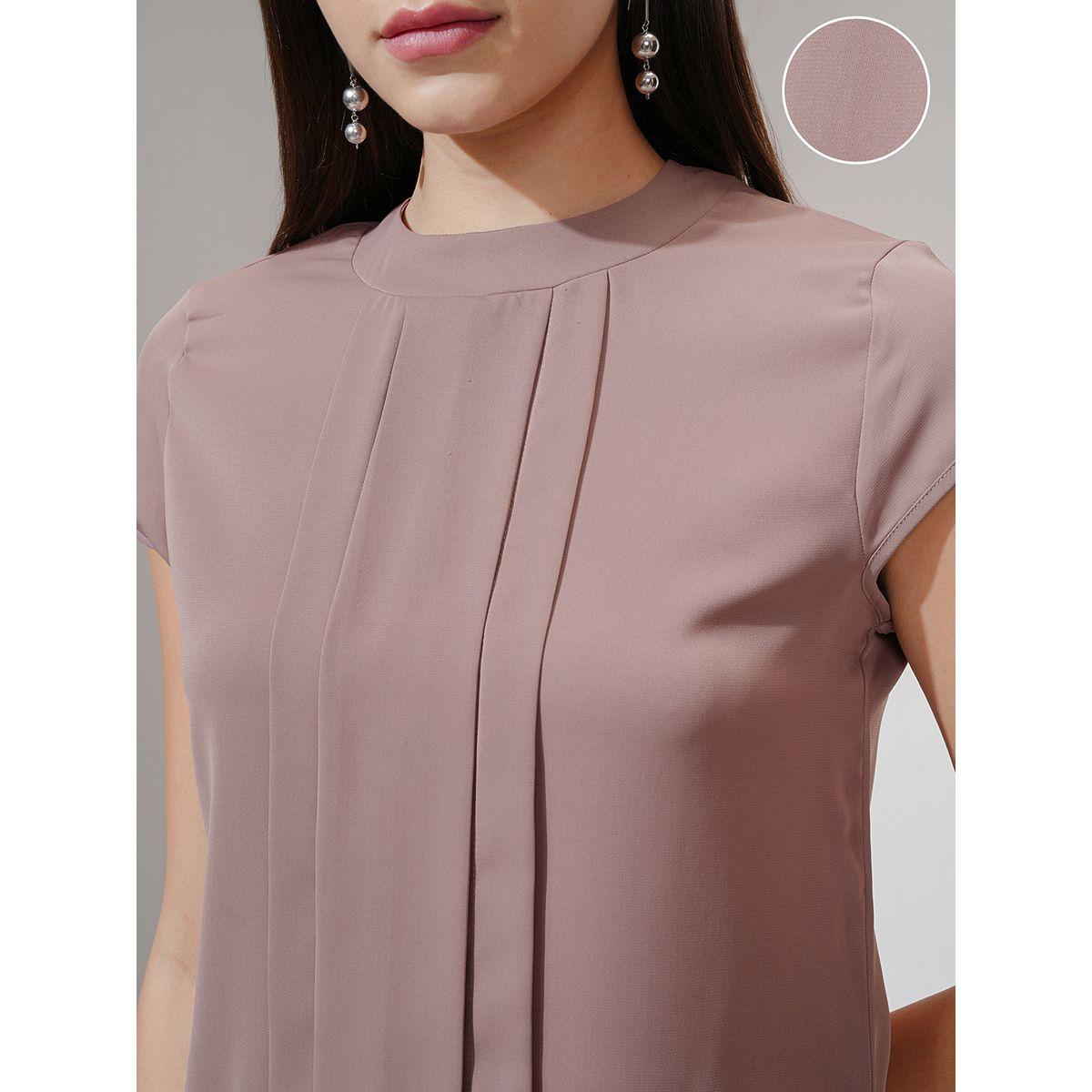 بلوزة سادة بتفاصيل كسرات وياقة بأربطة طوكيو توكيز × ستايلي-women-clothing-shirtsandblouses-blouses-image-5