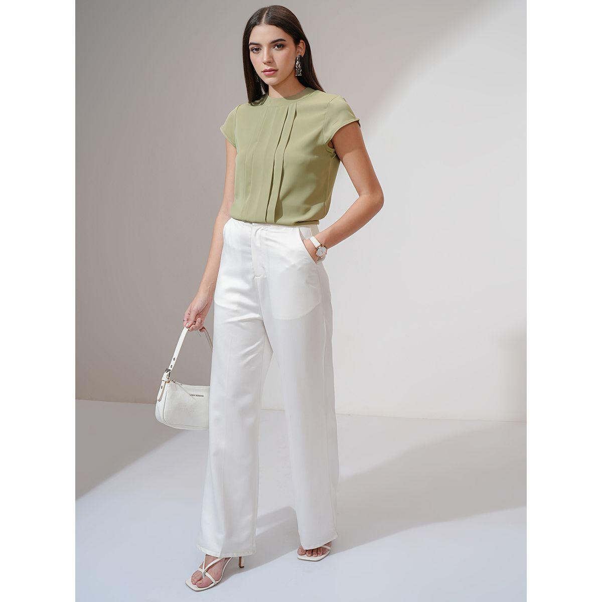 بلوزة سادة بتفاصيل كسرات وياقة بأربطة طوكيو توكيز × ستايلي-women-clothing-shirtsandblouses-blouses-image-2