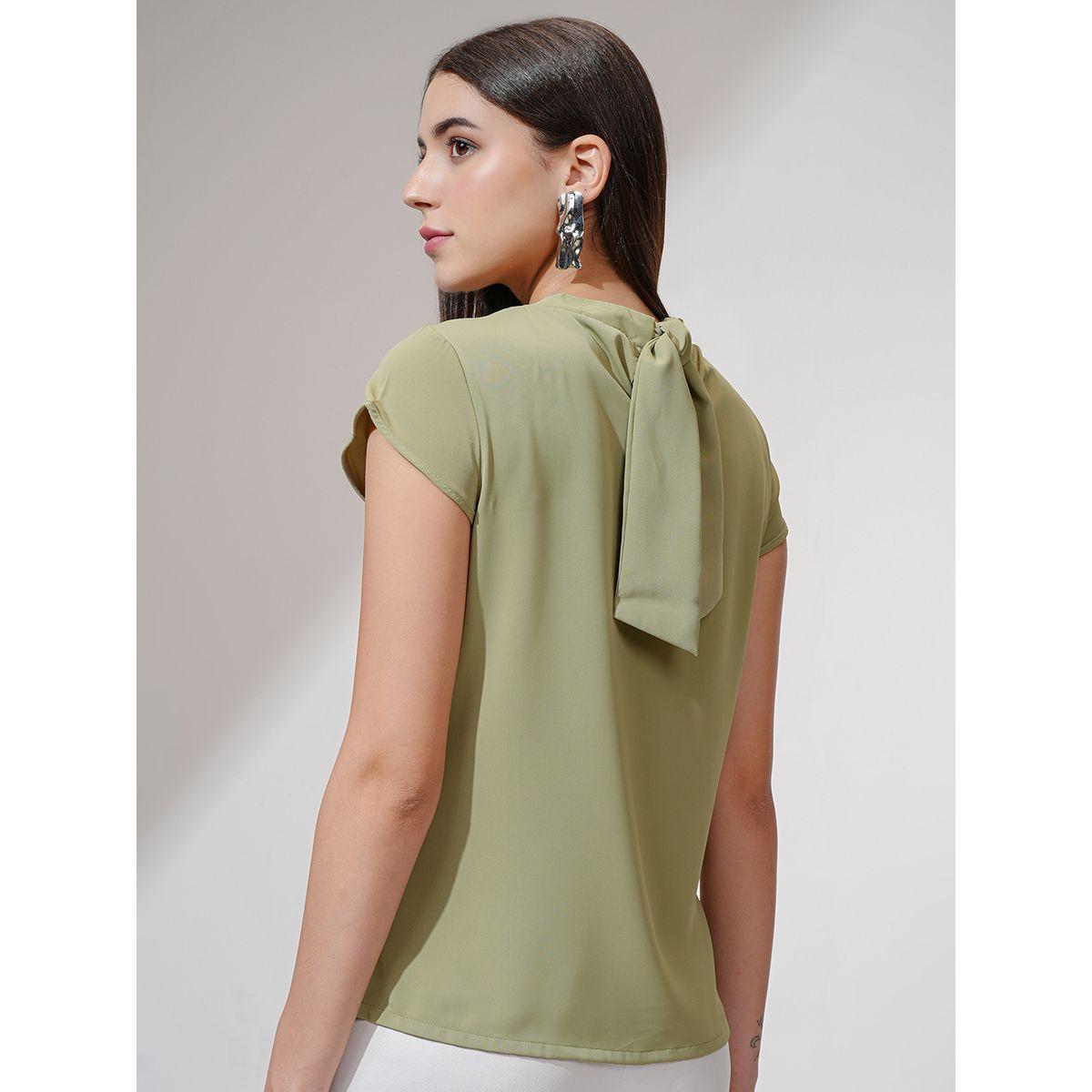 بلوزة سادة بتفاصيل كسرات وياقة بأربطة طوكيو توكيز × ستايلي-women-clothing-shirtsandblouses-blouses-image-3