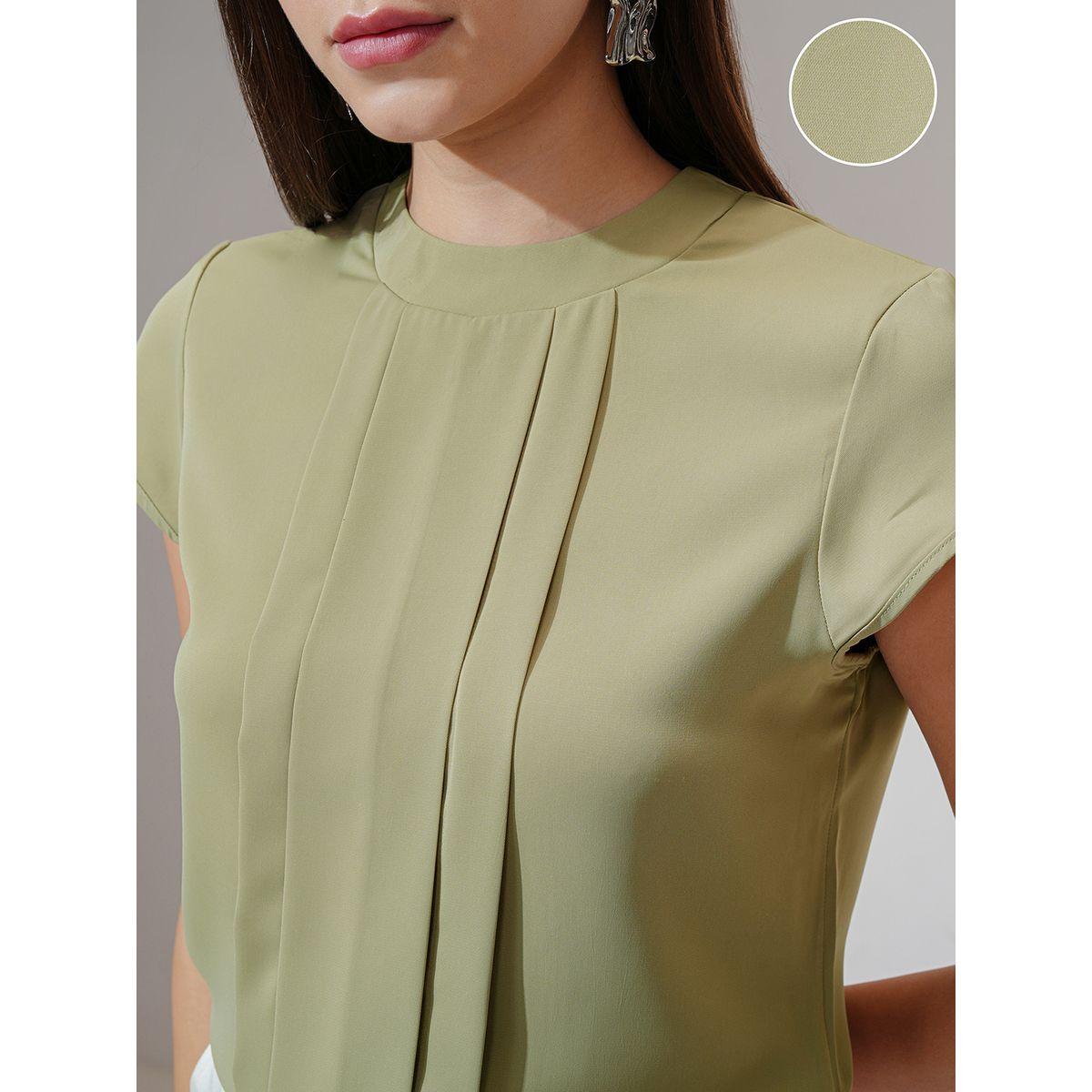 بلوزة سادة بتفاصيل كسرات وياقة بأربطة طوكيو توكيز × ستايلي-women-clothing-shirtsandblouses-blouses-image-5