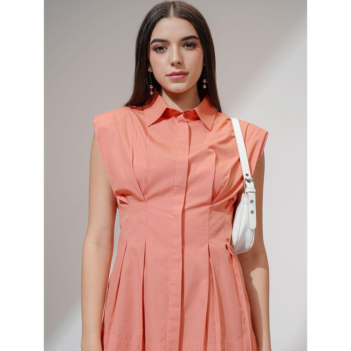 Tokyo Talkies X Styli Collared Sleeveless Longline Top with Pintuck Detail-women-clothing-shirtsandblouses-blouses-image-1