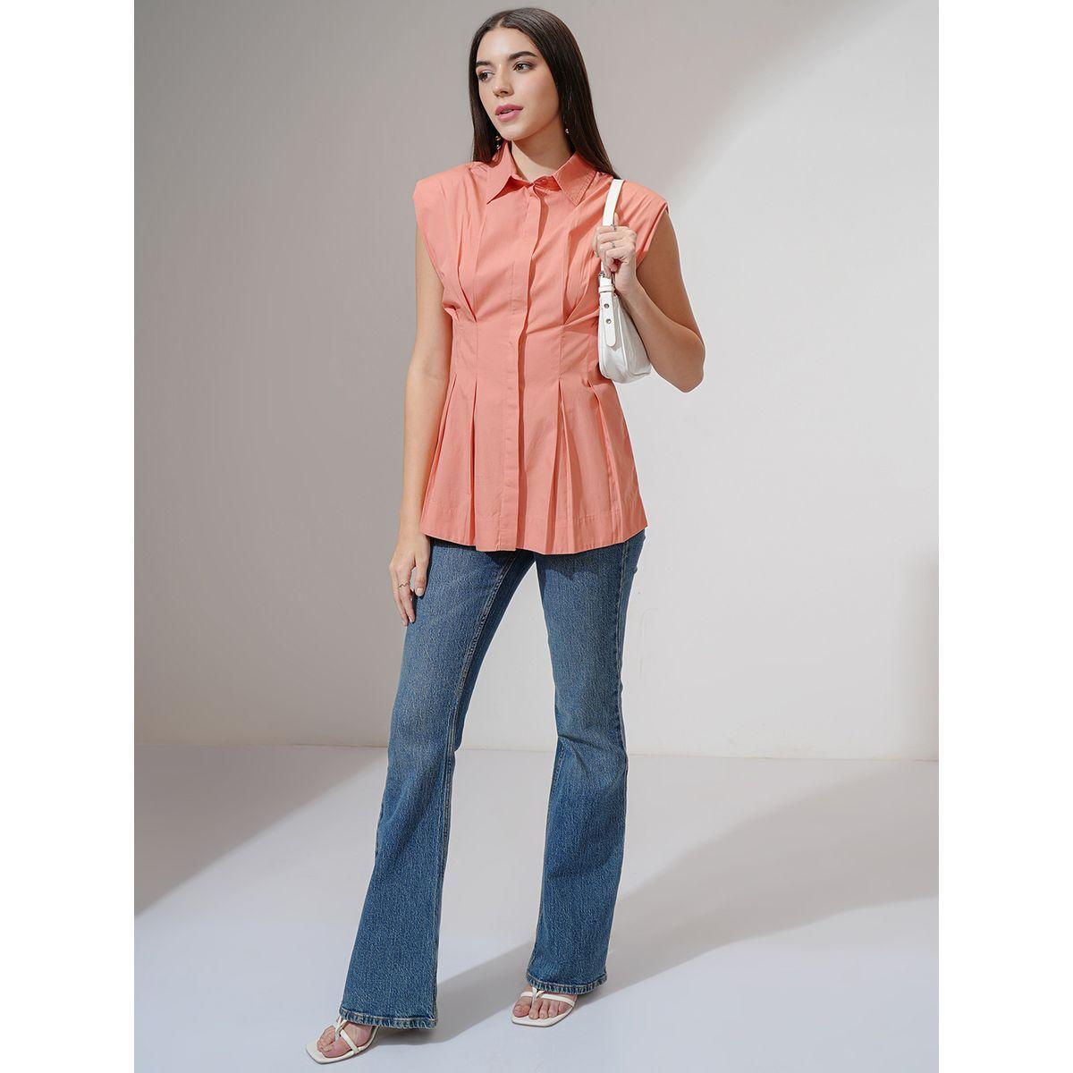 بلوزة طويلة بدون أكمام مع تفاصيل محزوزة طوكيو توكيز × ستايلي-women-clothing-shirtsandblouses-blouses-image-2