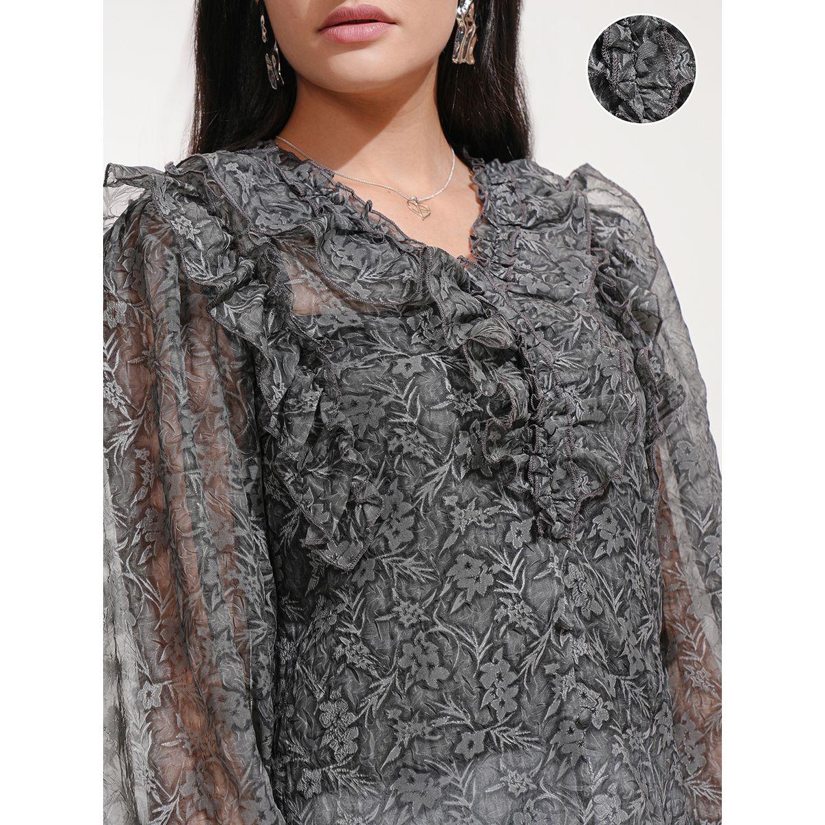 بلوزة بطبعة زهور وأكمام بالون مع تفاصيل كشكش طوكيو توكيز × ستايلي-women-clothing-shirtsandblouses-blouses-image-5