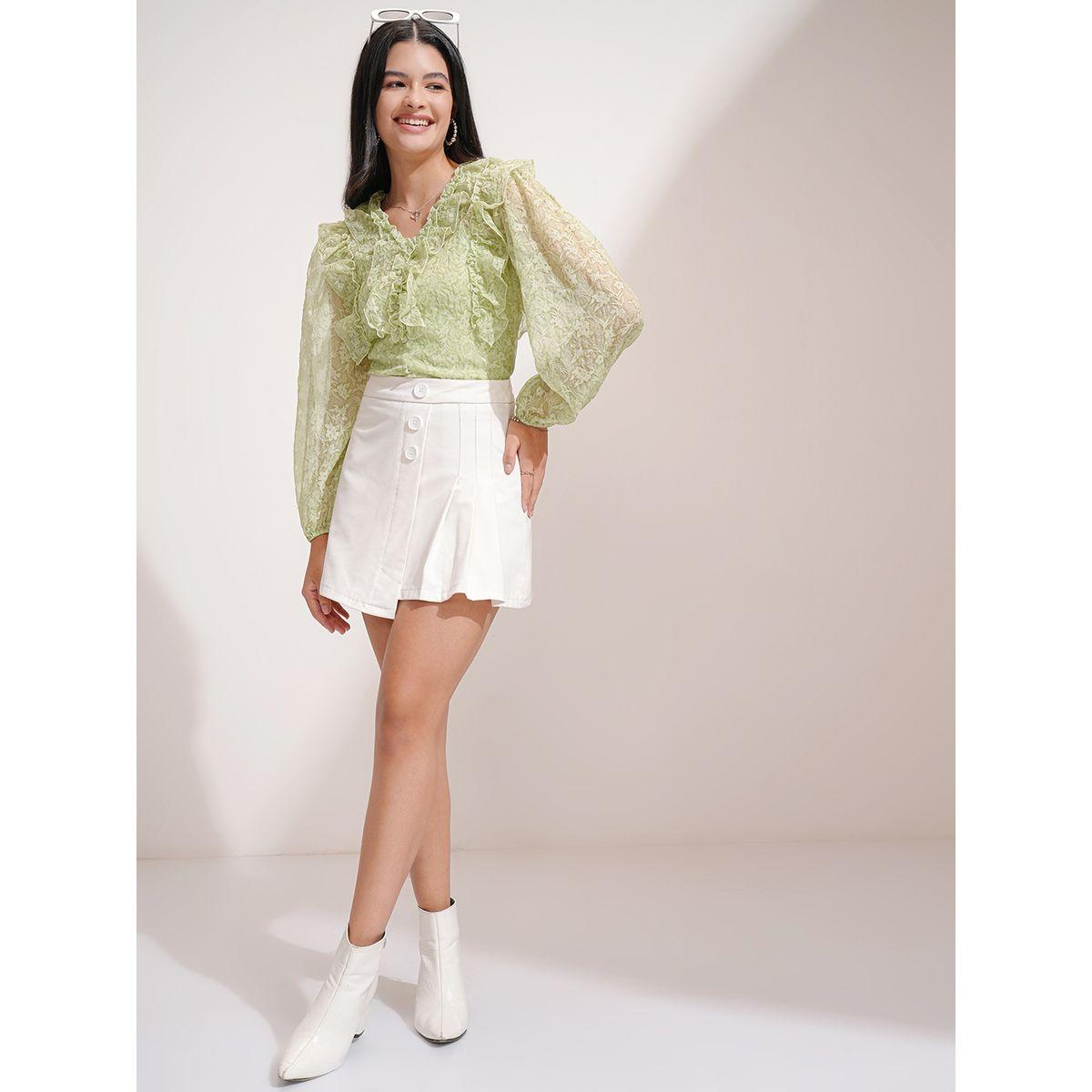 بلوزة بطبعة زهور وأكمام بالون مع تفاصيل كشكش طوكيو توكيز × ستايلي-women-clothing-shirtsandblouses-blouses-image-2