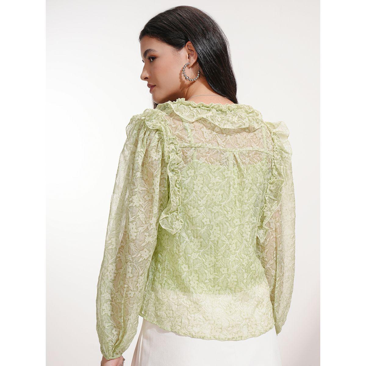 بلوزة بطبعة زهور وأكمام بالون مع تفاصيل كشكش طوكيو توكيز × ستايلي-women-clothing-shirtsandblouses-blouses-image-3