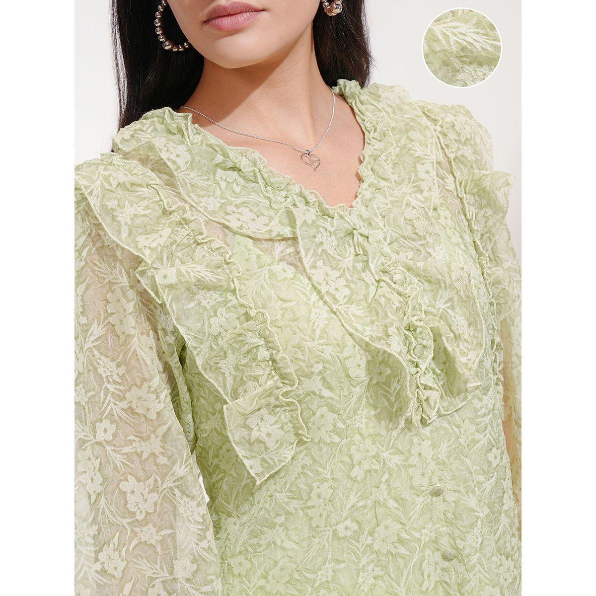 بلوزة بطبعة زهور وأكمام بالون مع تفاصيل كشكش طوكيو توكيز × ستايلي-women-clothing-shirtsandblouses-blouses-image-5