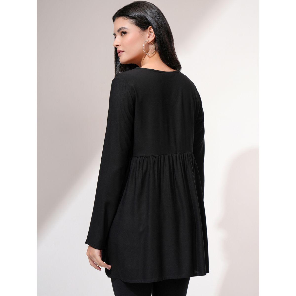 Vishudh X Styli Embroidered Tie-Up Neck Long Sleeves Top-women-clothing-shirtsandblouses-blouses-image-3