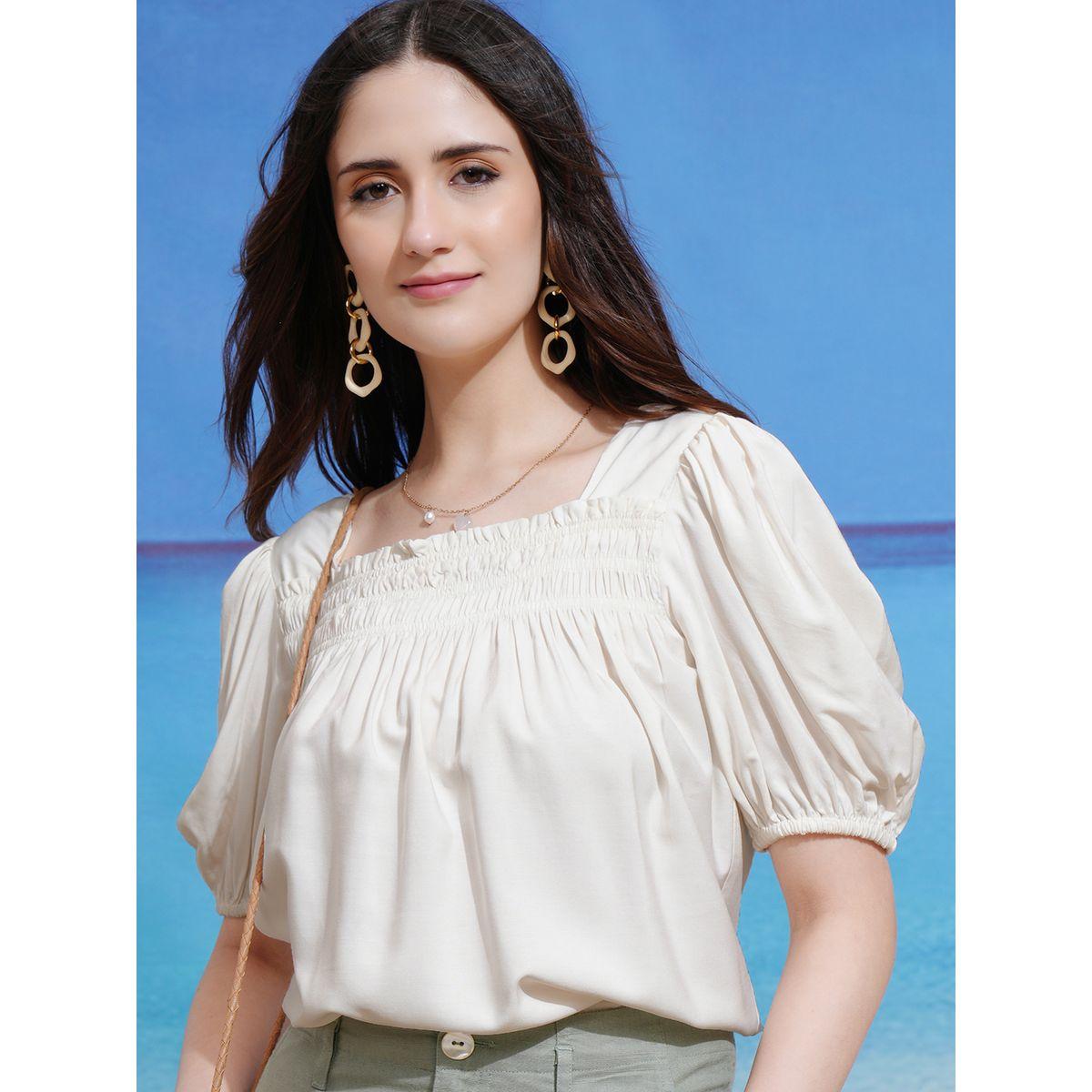 بلوزة بأكتاف منفوخة مع تفاصيل بارزة الملمس طوكيو توكيز × ستايلي-women-clothing-shirtsandblouses-blouses-image-1