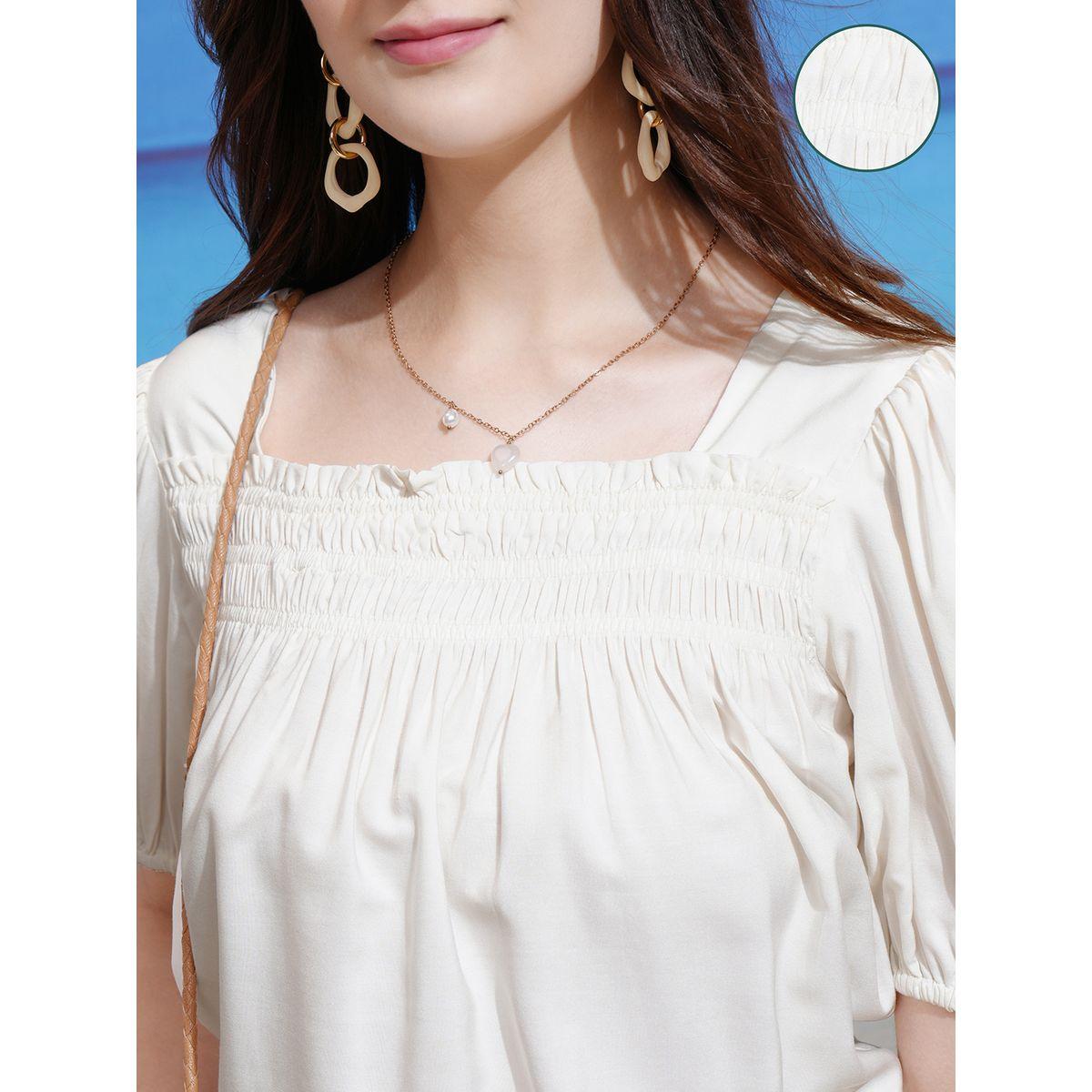 Tokyo Talkies X Styli Short Puff Sleeve Smocked Top-women-clothing-shirtsandblouses-blouses-image-5