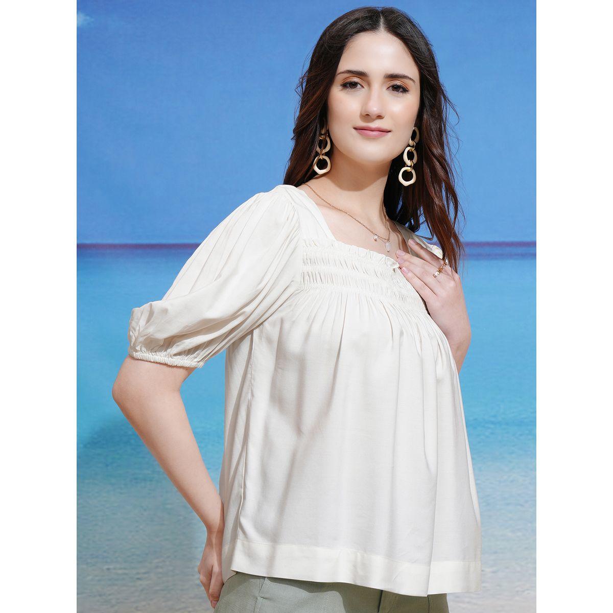 بلوزة بأكتاف منفوخة مع تفاصيل بارزة الملمس طوكيو توكيز × ستايلي-women-clothing-shirtsandblouses-blouses-image-6