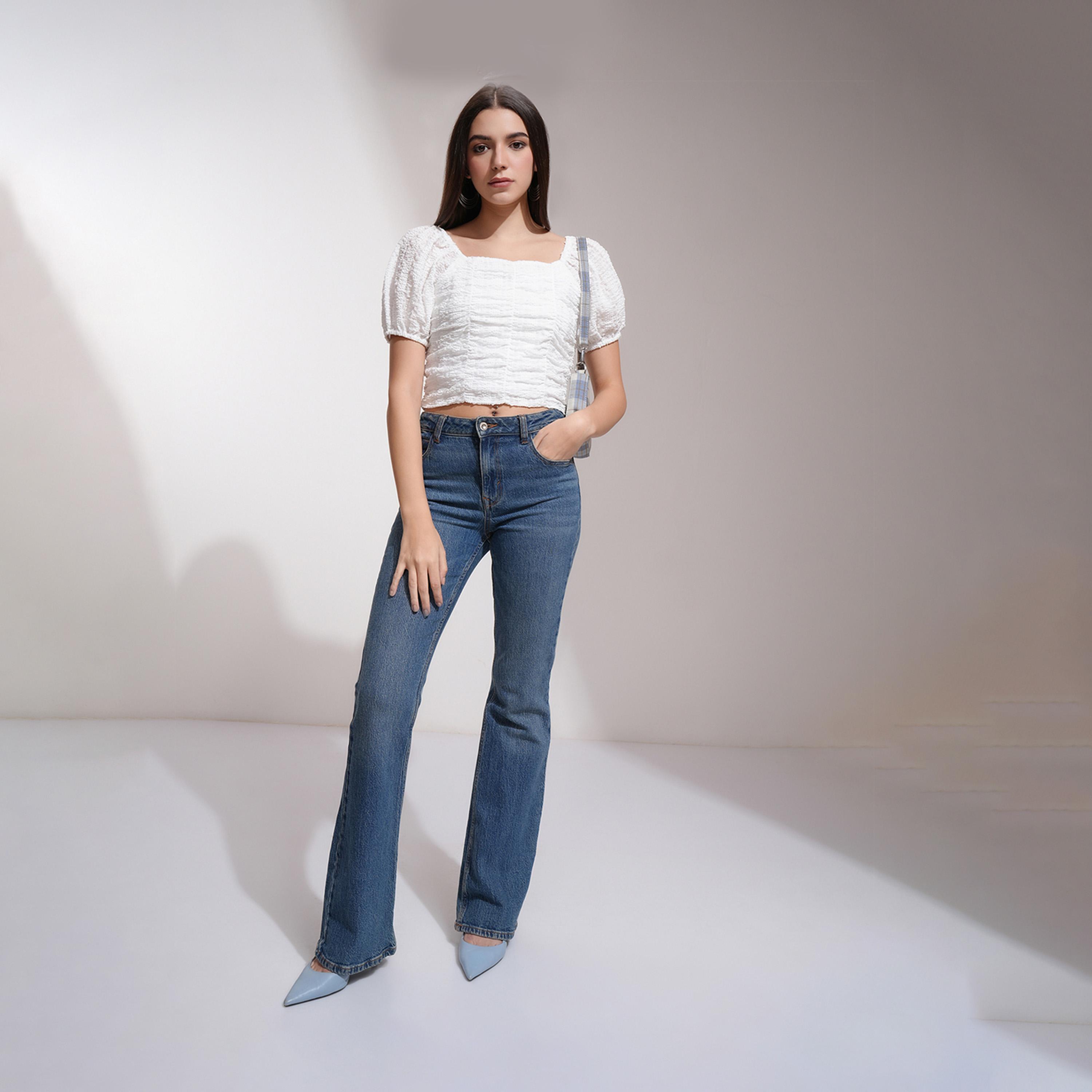 Tokyo Talkies X Styli Textured Puff Sleeve Square Neck Crop Top-women-clothing-shirtsandblouses-blouses-image-2