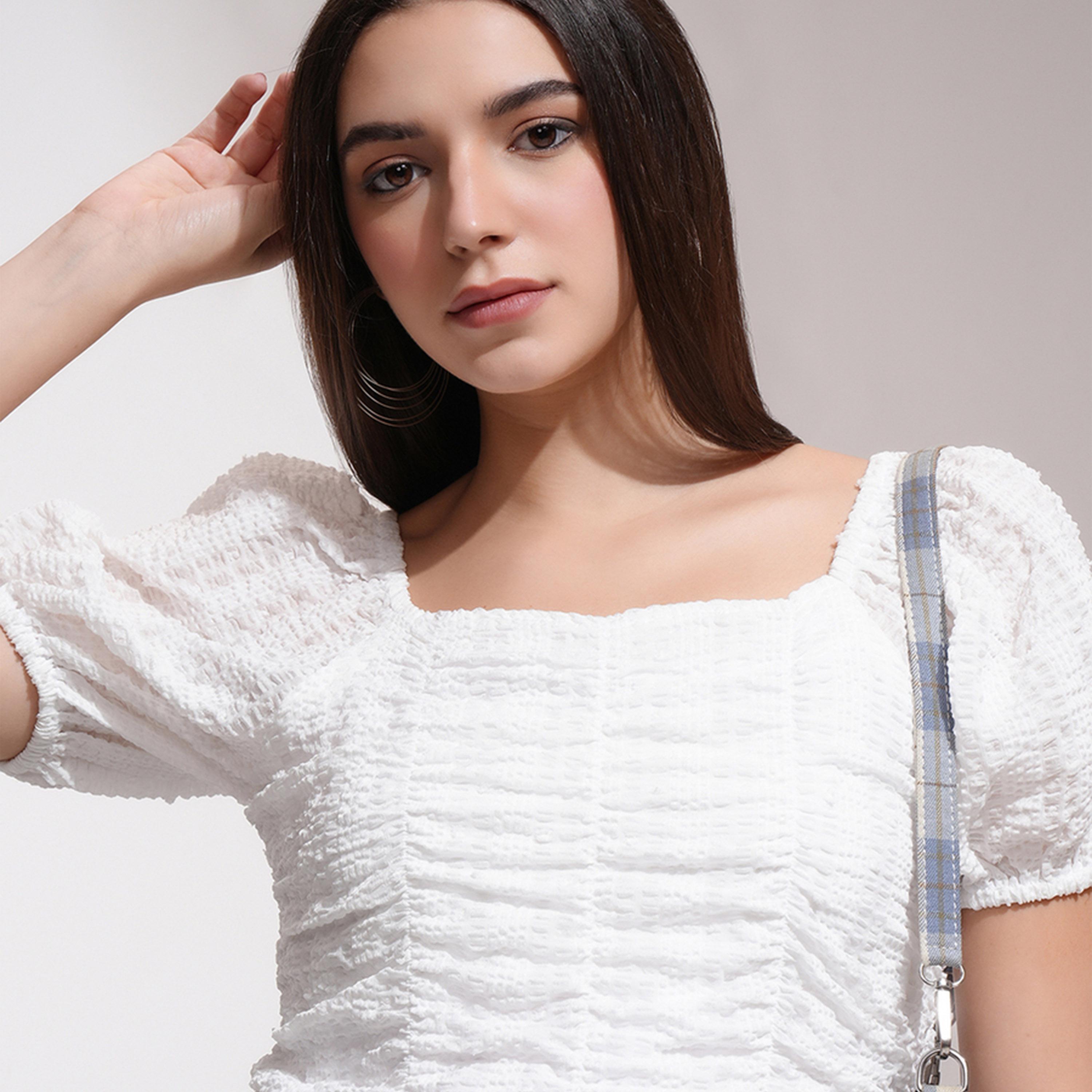 Tokyo Talkies X Styli Textured Puff Sleeve Square Neck Crop Top-women-clothing-shirtsandblouses-blouses-image-5