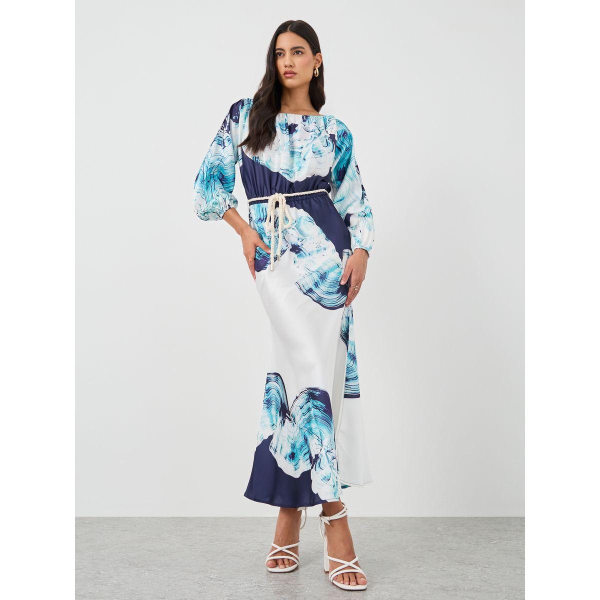 فستان طويل بحافة ميرميد وأكمام بالون-women-clothing-dresses-image-2