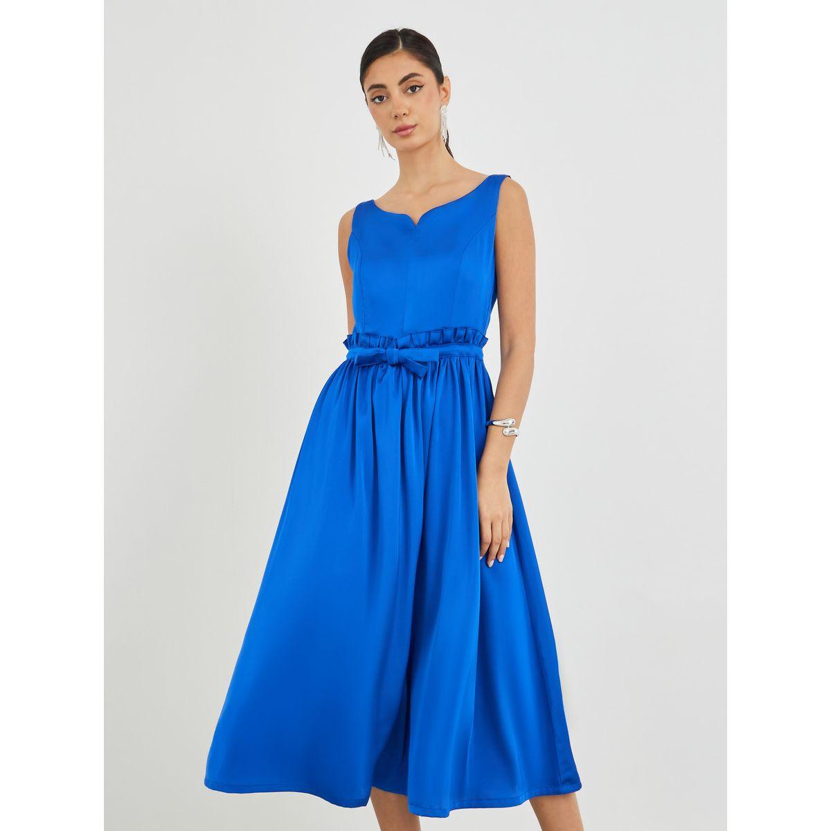 فستان ميدي سادة بلا أكمام مع ياقة نوتش-women-clothing-dresses-image-3