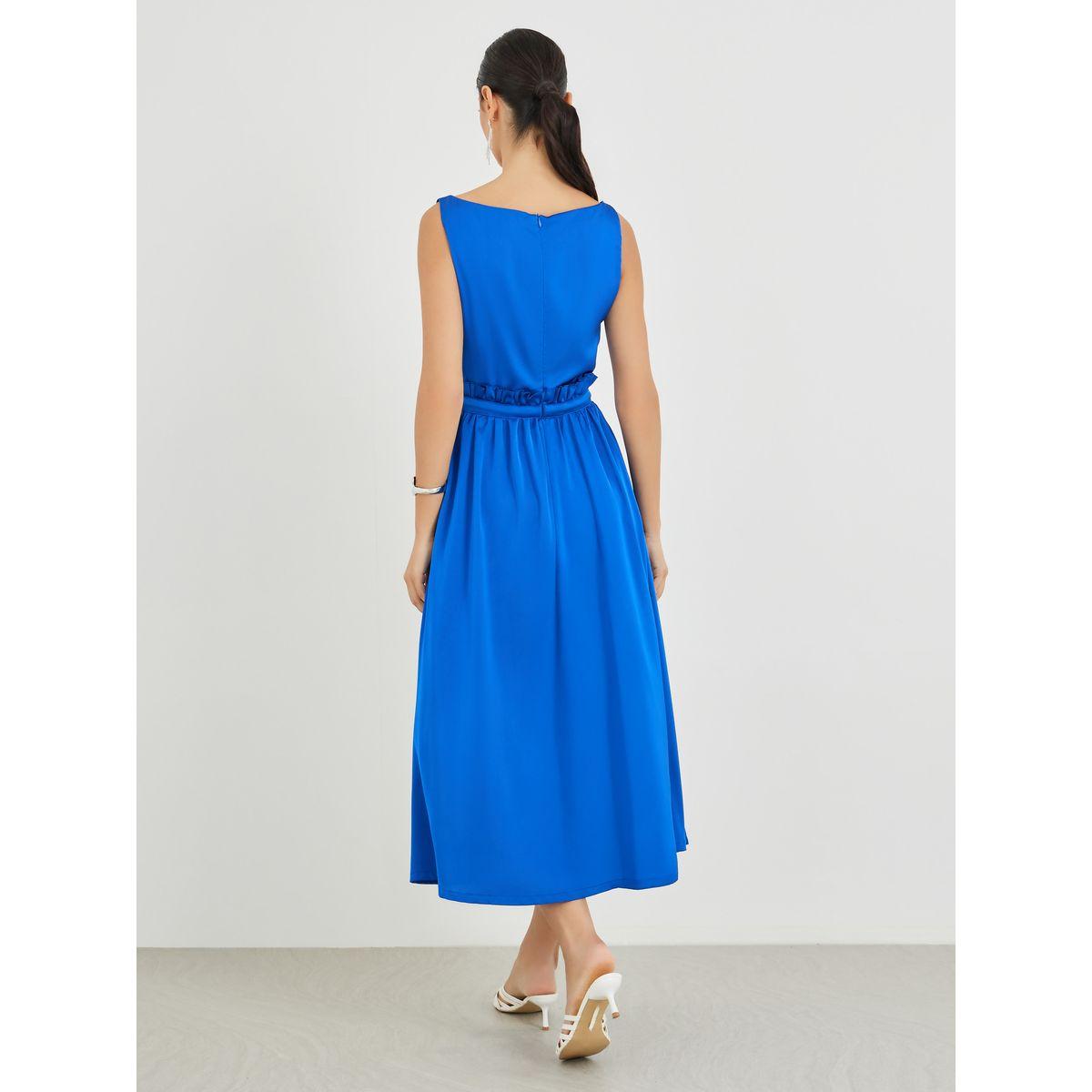 فستان ميدي سادة بلا أكمام مع ياقة نوتش-women-clothing-dresses-image-5