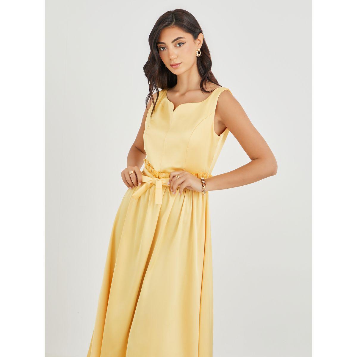 فستان ميدي سادة بلا أكمام مع ياقة نوتش-women-clothing-dresses-image-3