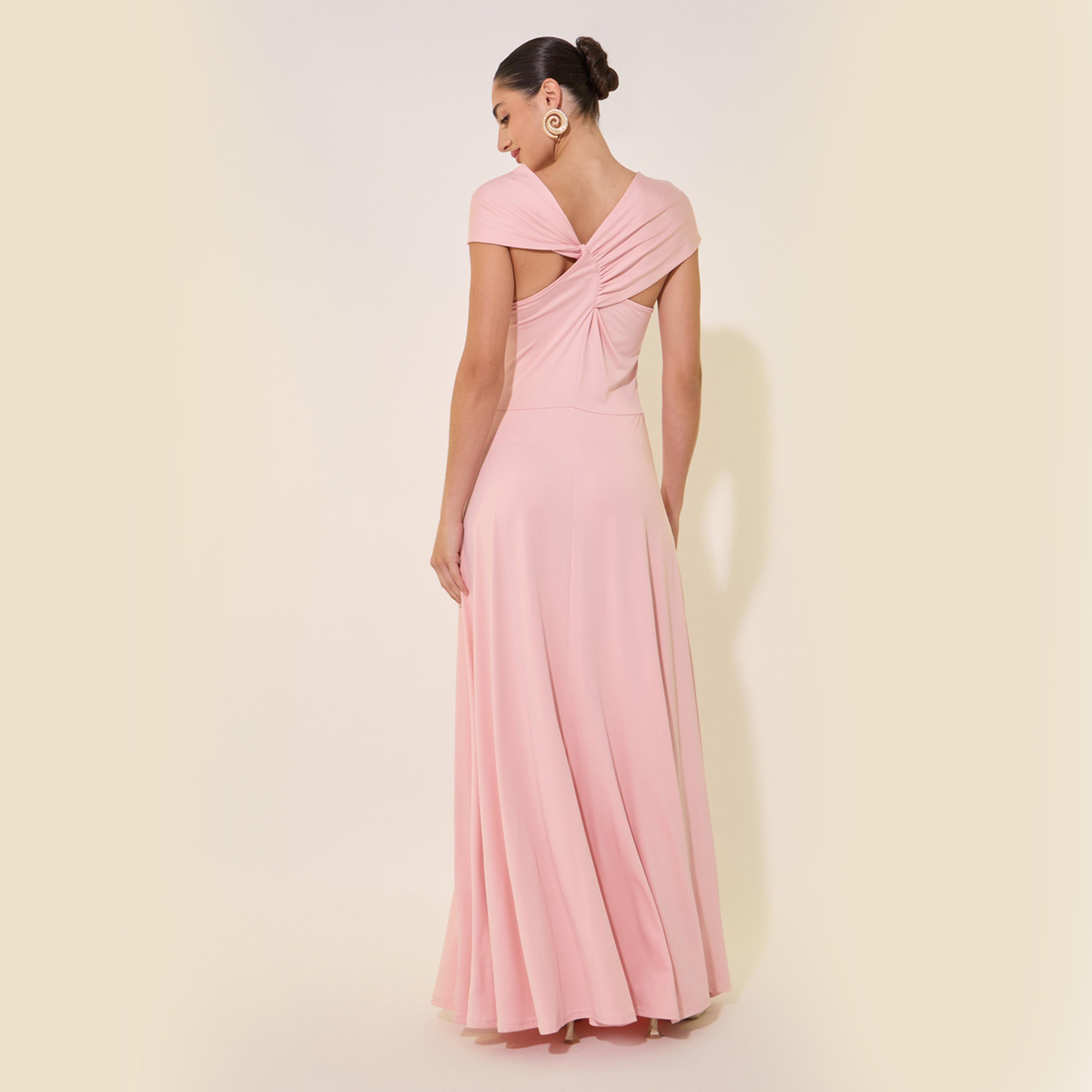 فستان طويل سادة مزين بزهرة-women-clothing-dresses-image-5