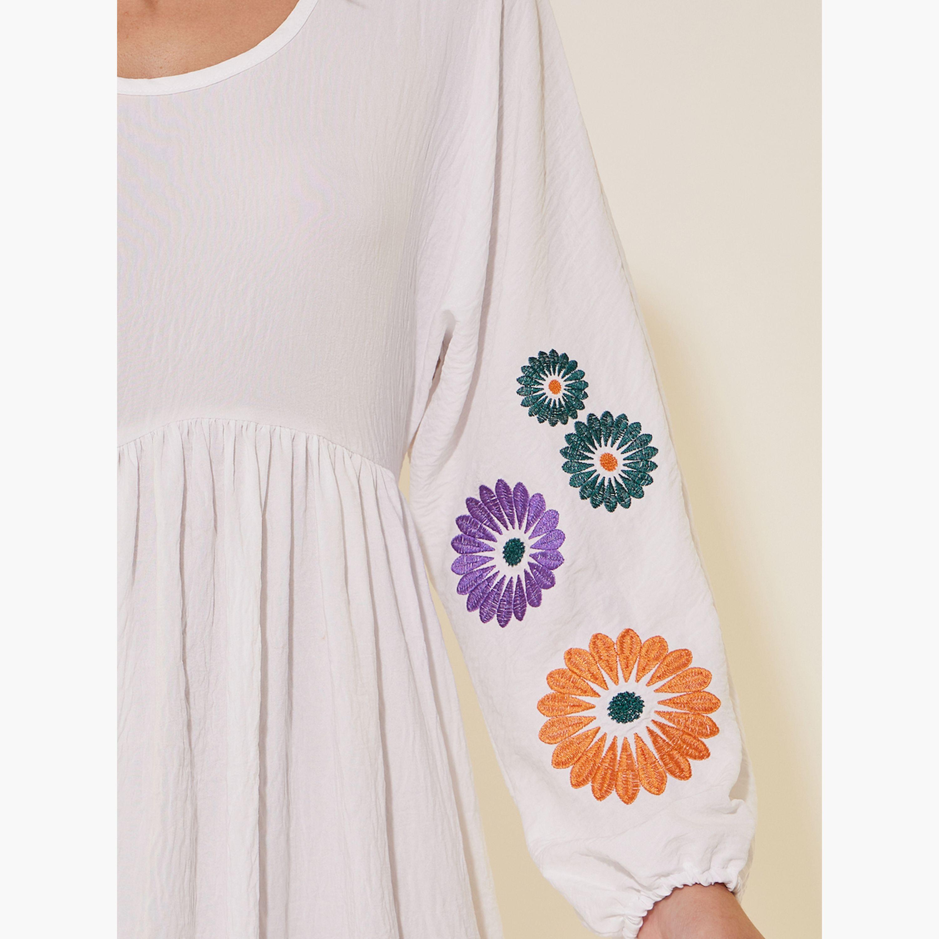 Take Two Embroidered Round Neck A-Line Midi Dress-women-clothing-dresses-image-4