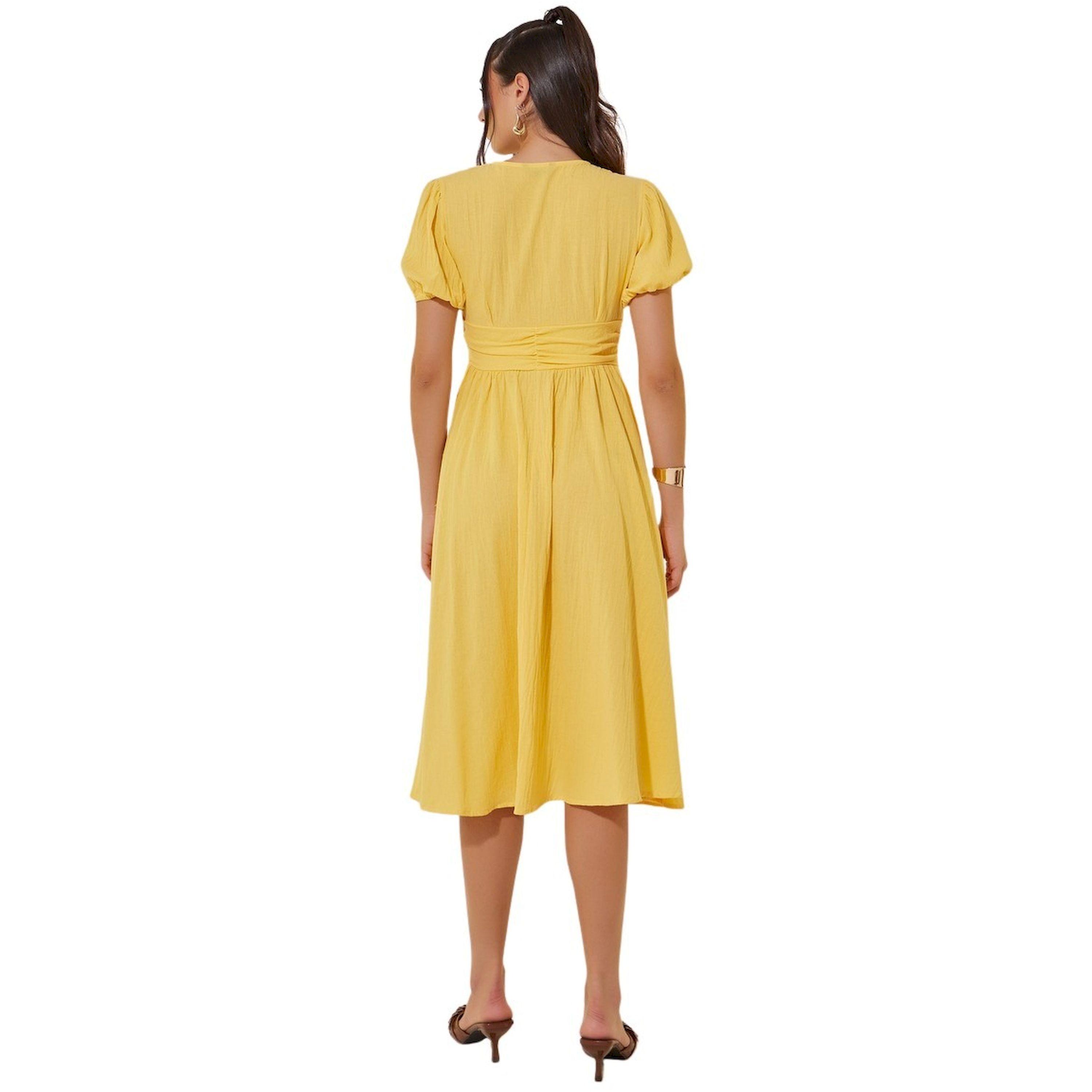 فستان ميدي سادة بأكمام منفوخة-women-clothing-dresses-image-5