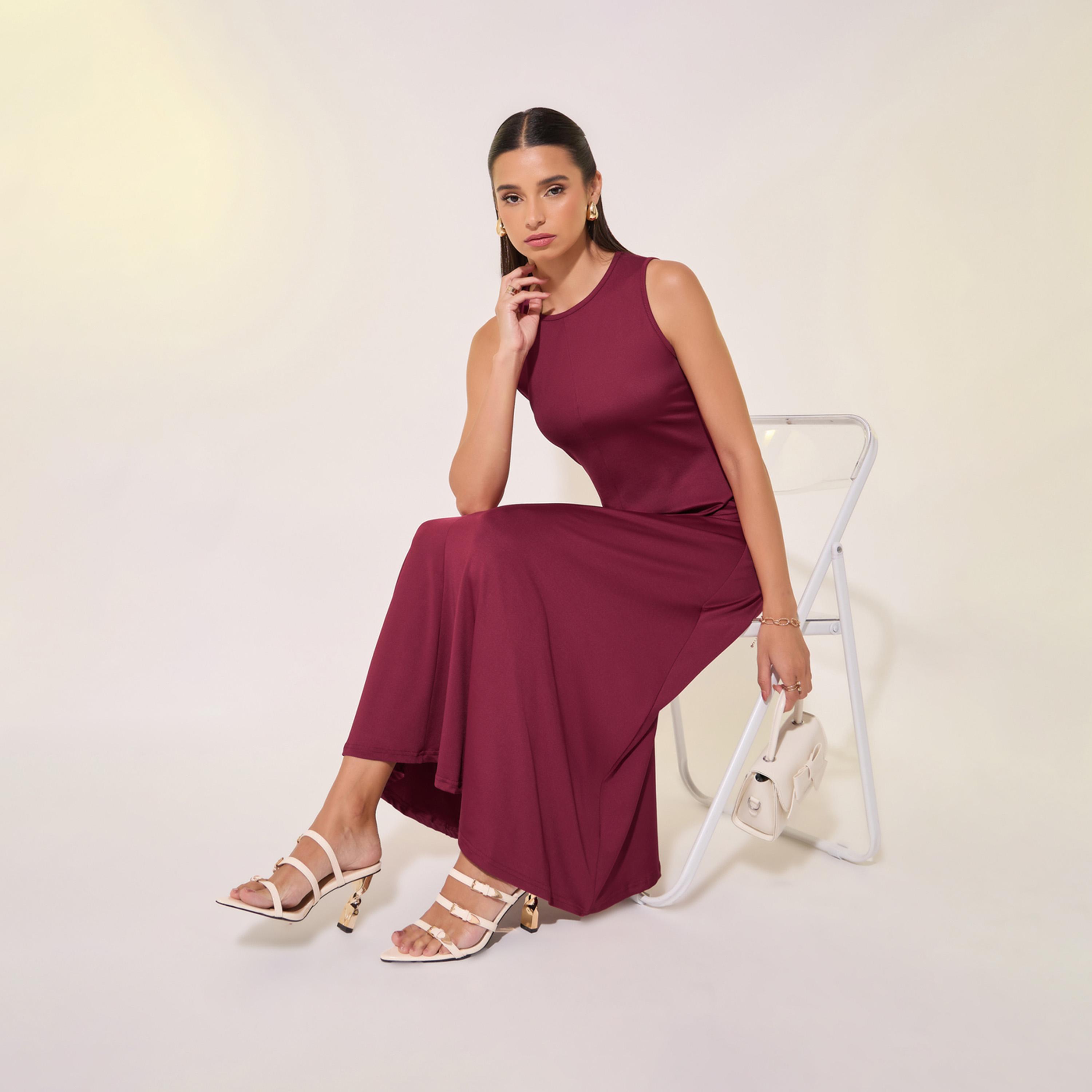 Take Two Solid Sleeveless A-Line Midi Dress-women-clothing-dresses-image-1