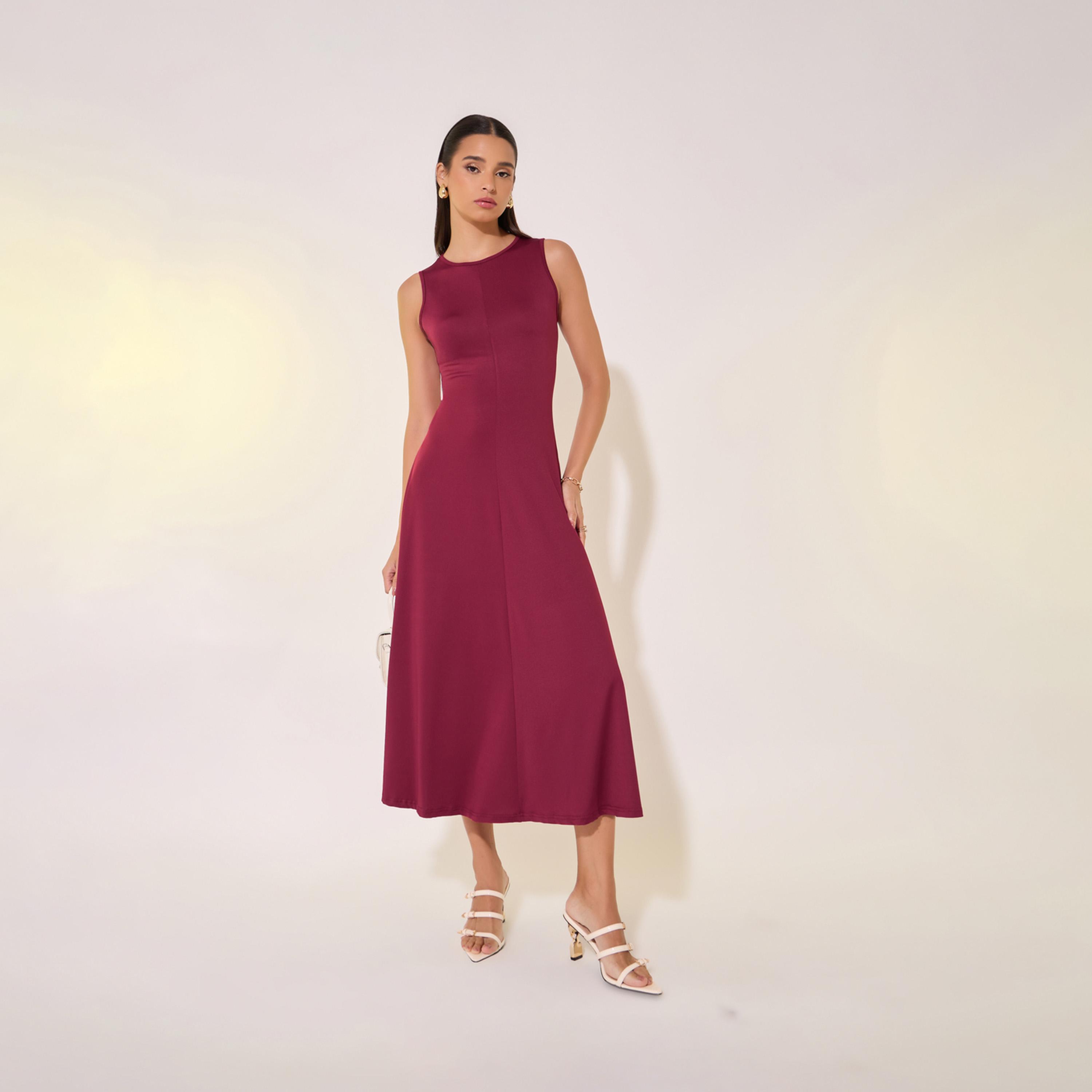 Take Two Solid Sleeveless A-Line Midi Dress-women-clothing-dresses-image-2