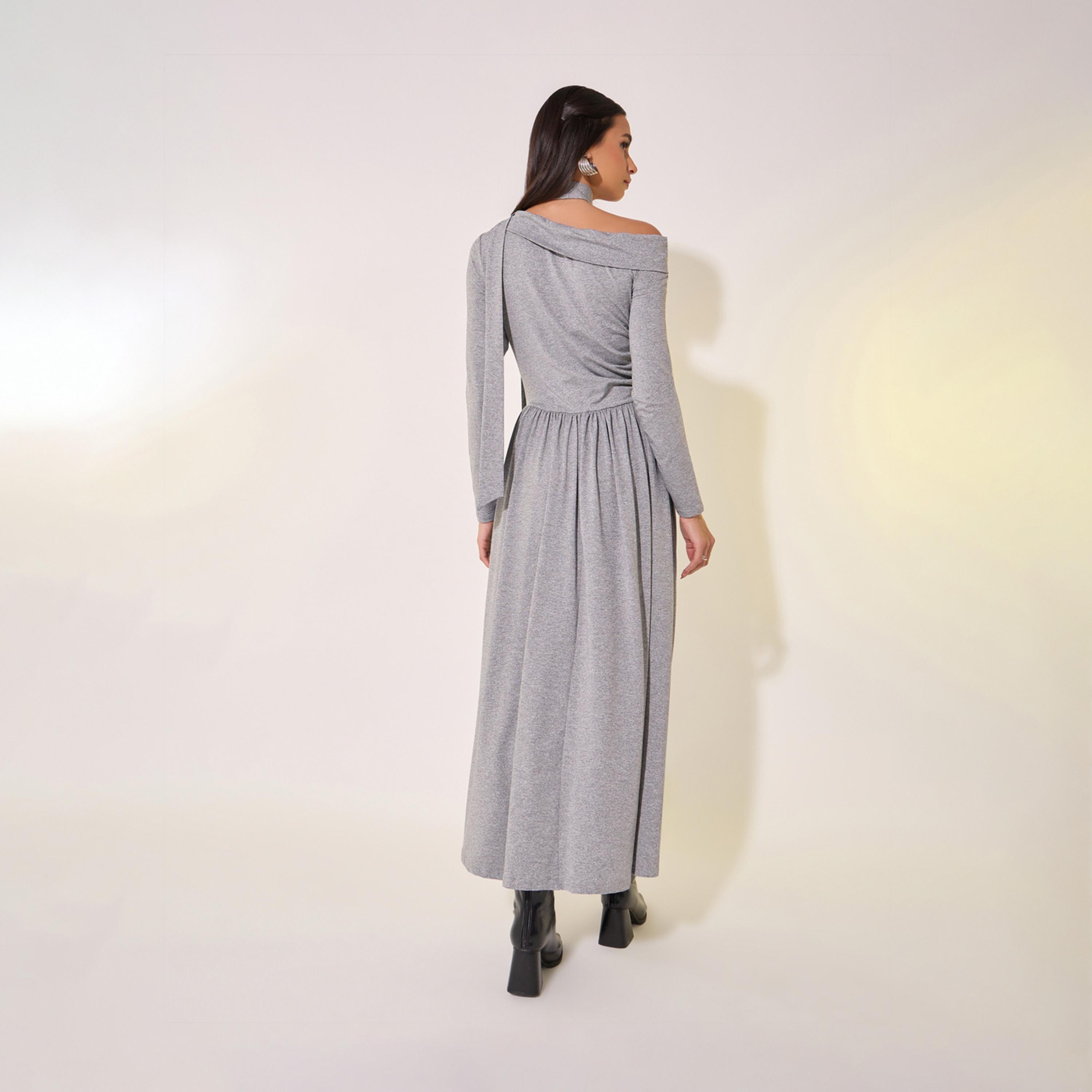 Take Two One Shoulder Neck Tie-Up Detail Midi Dress-women-clothing-dresses-image-6