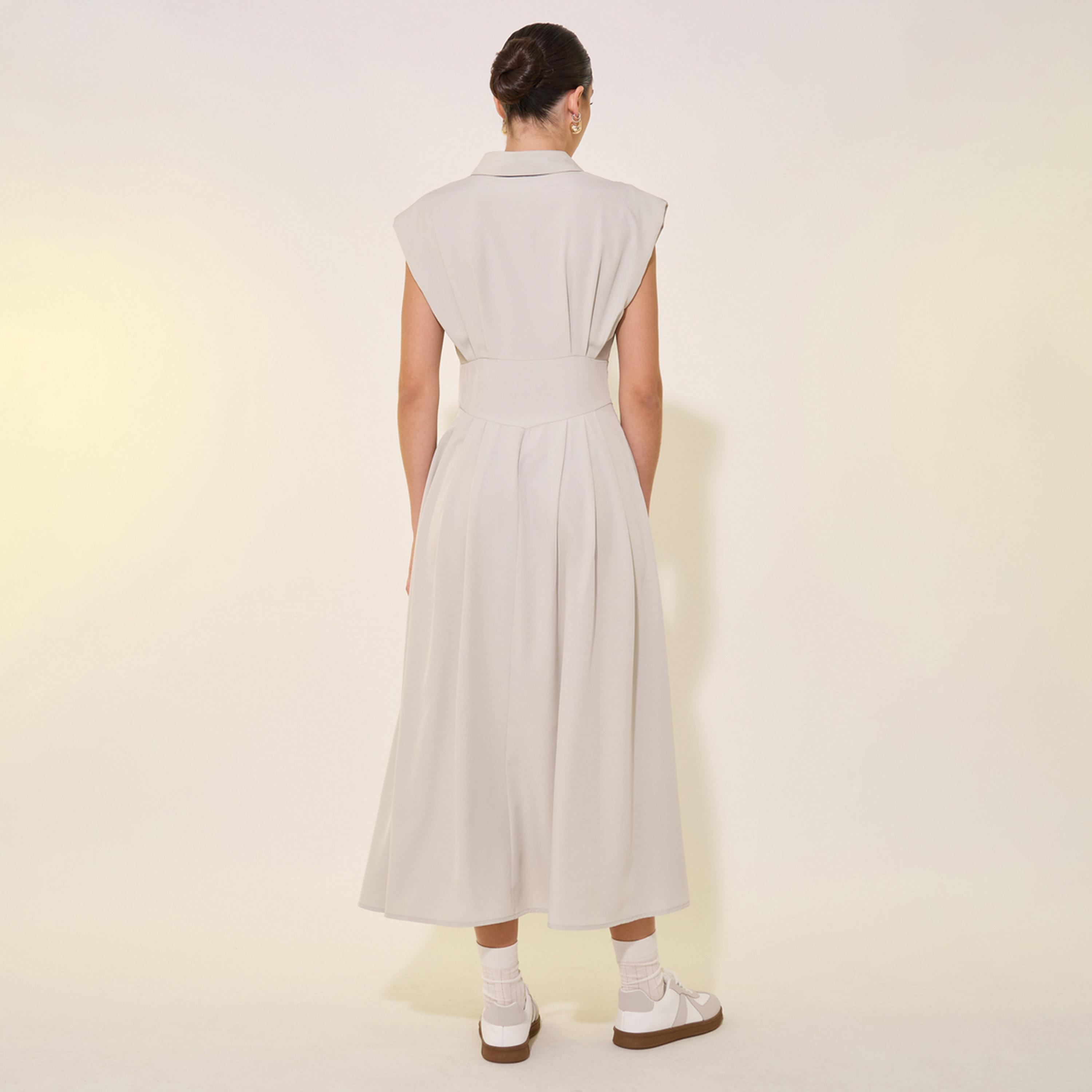 فستان ميدي سادة بلا أكمام مع أزرار-women-clothing-dresses-image-5