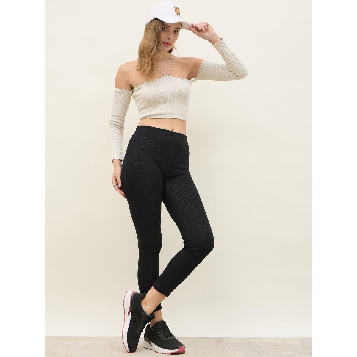 Styli Pointelle Ribbed Ankle Length Leggings-women-clothing-bottoms-leggings-image-1