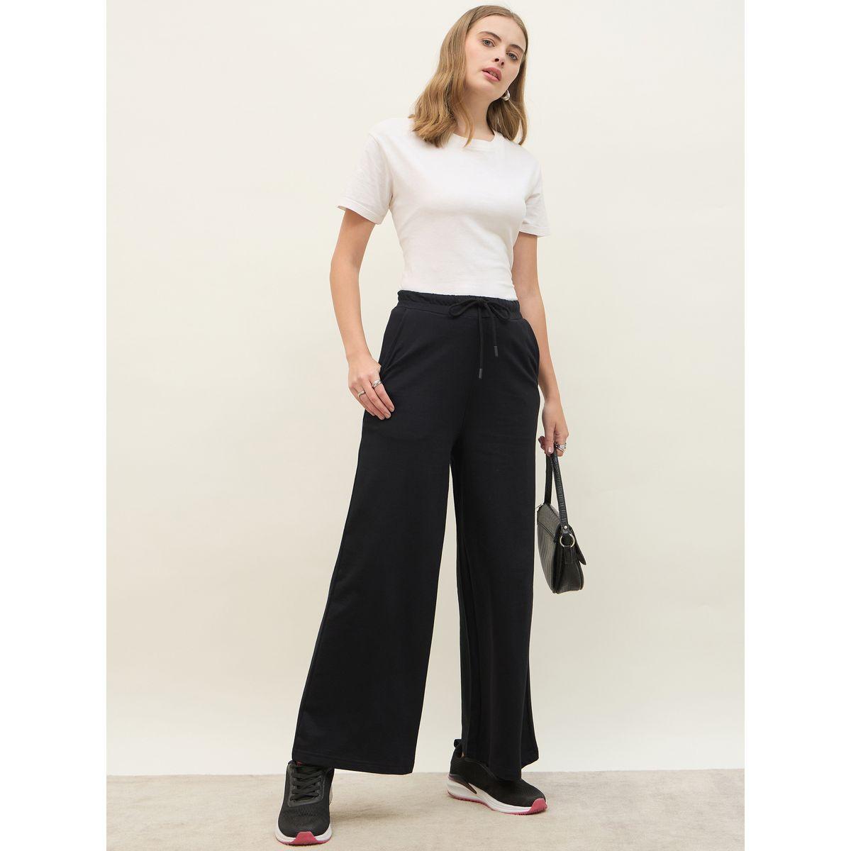 Styli Solid Straight Leg Joggers with Drawstring-women-clothing-bottoms-joggers-image-1