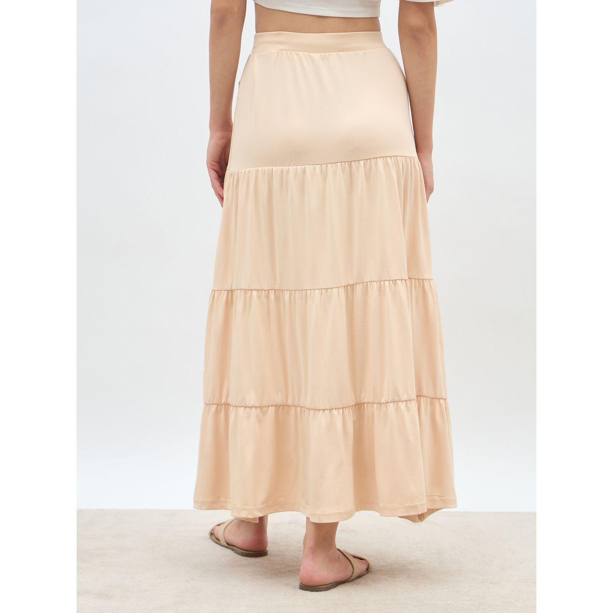 Styli Solid Knitted Tiered Maxi Skirt with Elasticated Waistband-women-clothing-bottoms-skirts-image-5