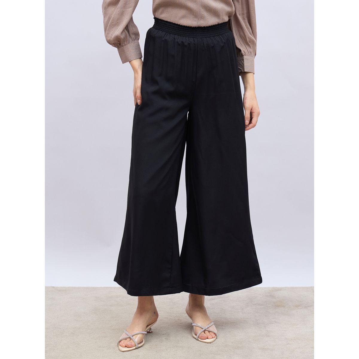 Styli Solid Wide Leg Culottes with Elasticated Waistband-women-clothing-bottoms-trousers-image-2