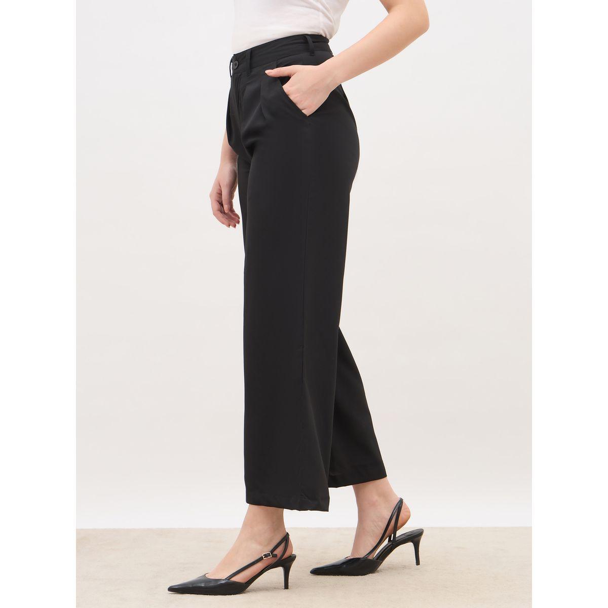 Styli Solid Pleated Tailored Flare Pants with Belt Loops-women-clothing-bottoms-trousers-image-3