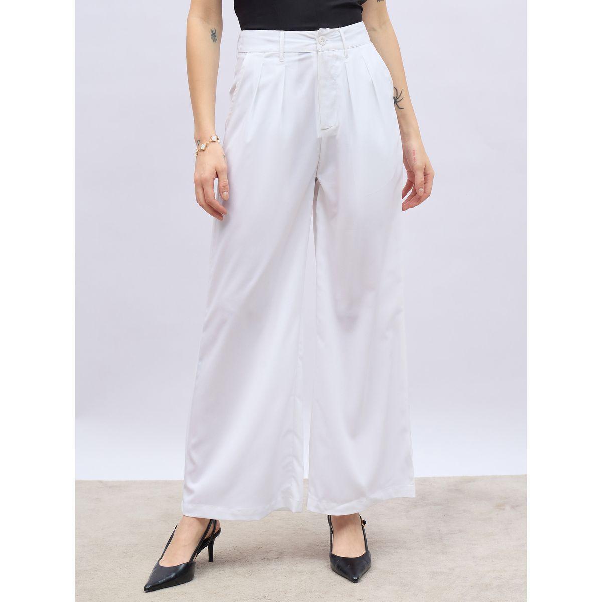 Styli Solid Pleated Tailored Flare Pants with Belt Loops-women-clothing-bottoms-trousers-image-2