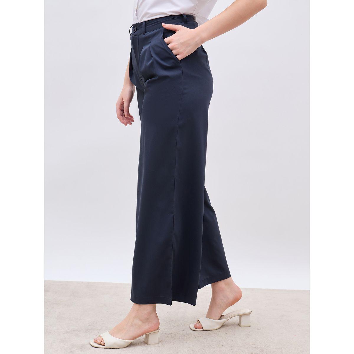 Styli Solid Pleated Tailored Flare Pants with Belt Loops-women-clothing-bottoms-trousers-image-3
