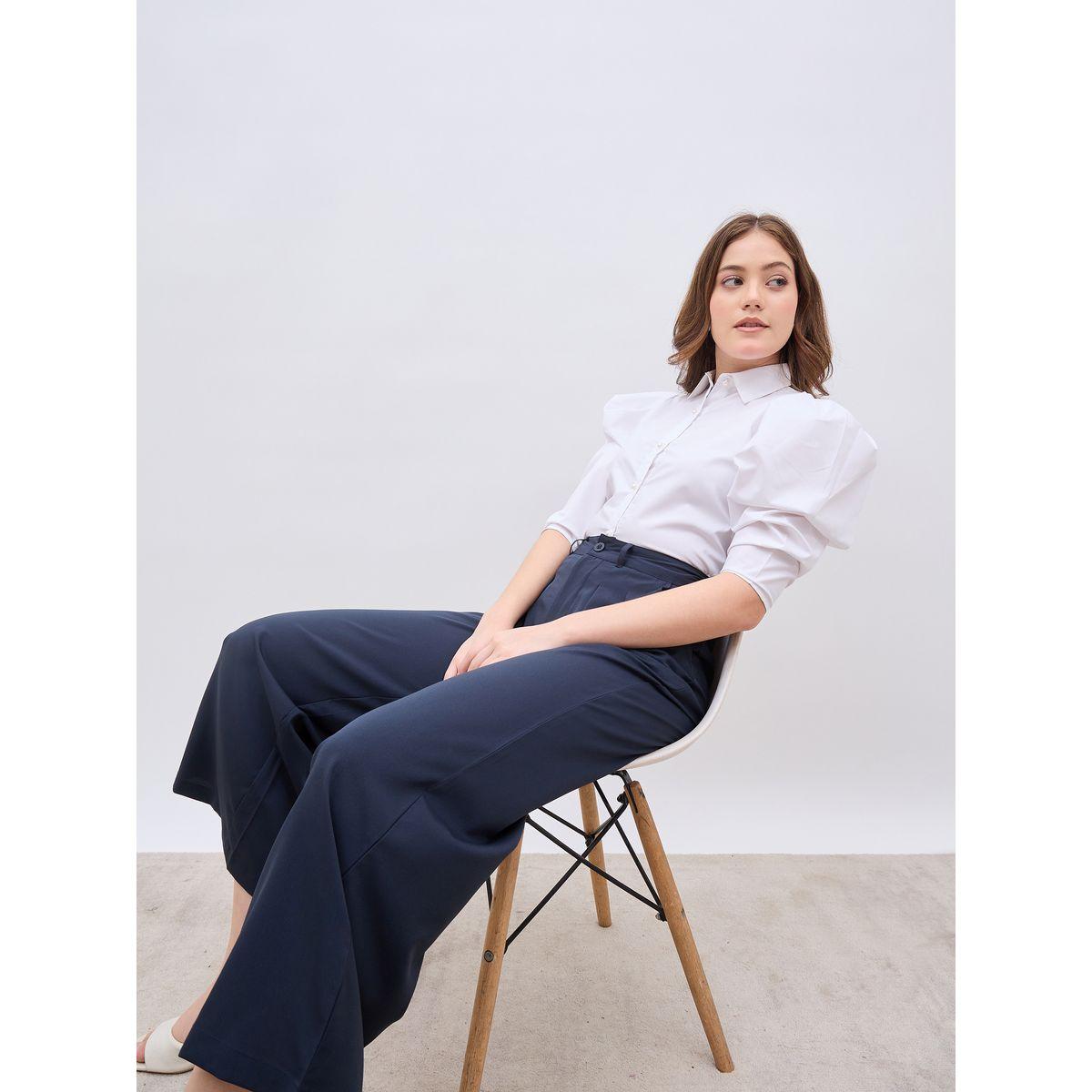 Styli Solid Pleated Tailored Flare Pants with Belt Loops-women-clothing-bottoms-trousers-image-6