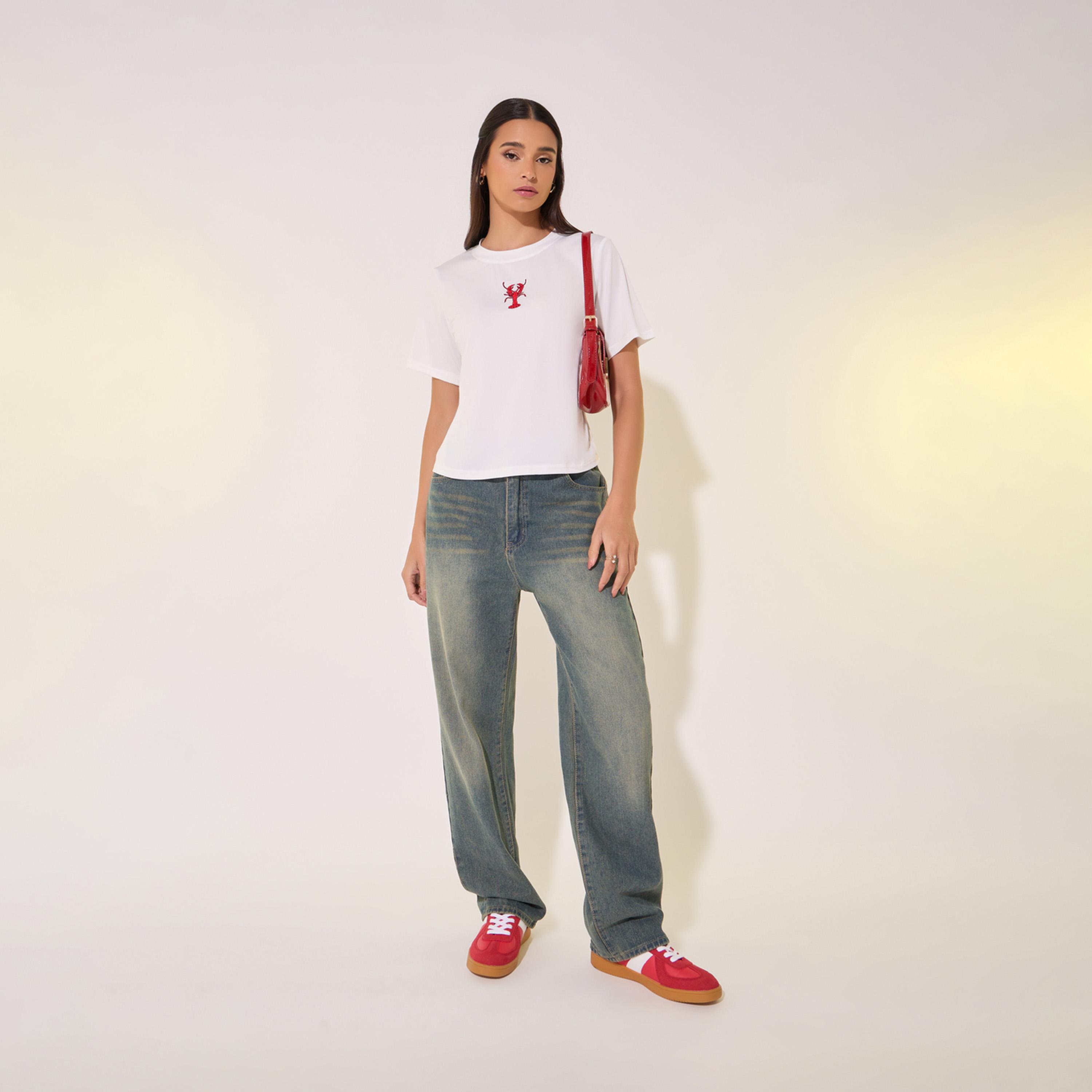 Take Two Embroidered Detail Round Neck Regular T-Shirt-women-clothing-tshirts-image-3