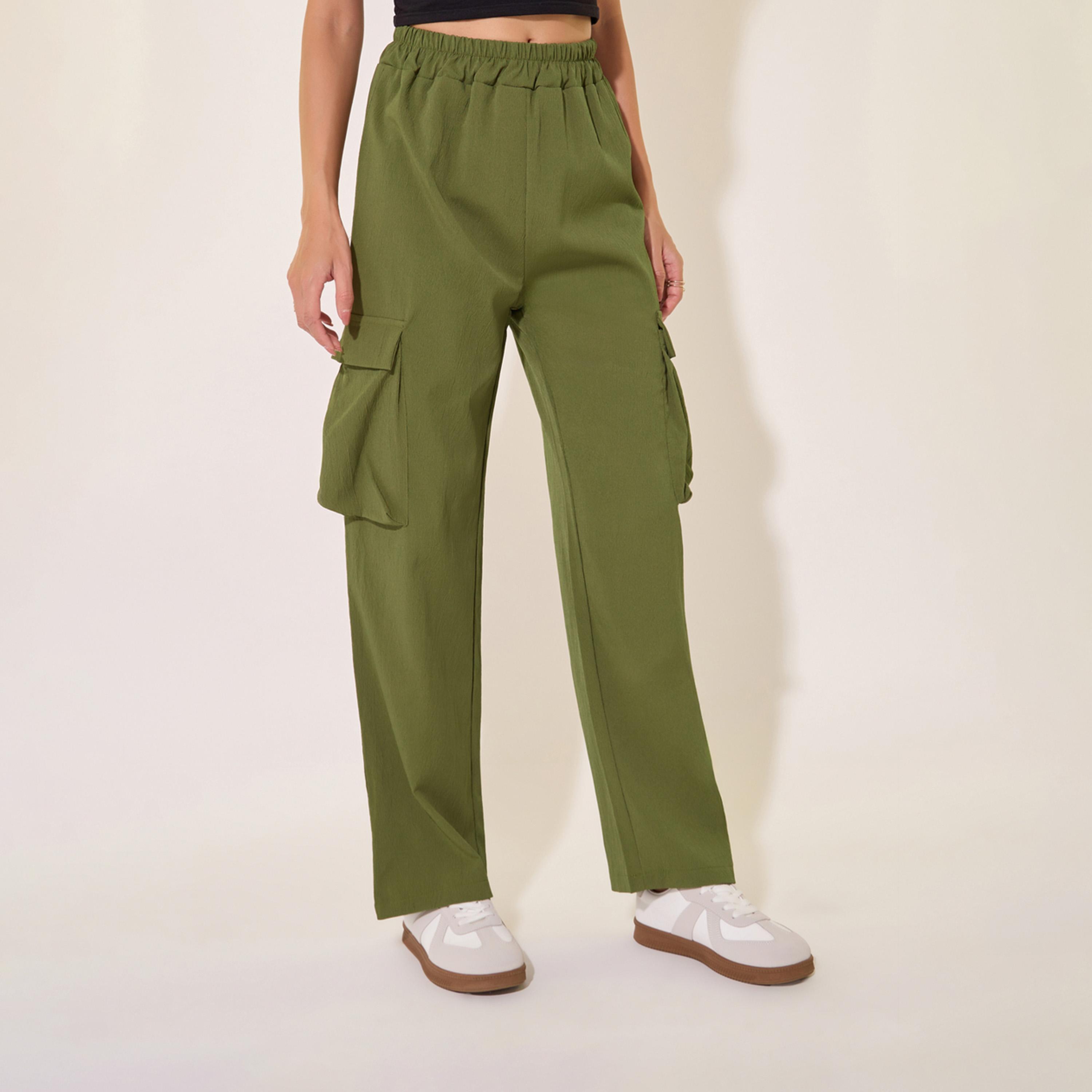 Take Two Solid Mid-Rise Regular Fit Cargo Pants-women-clothing-bottoms-trousers-image-2